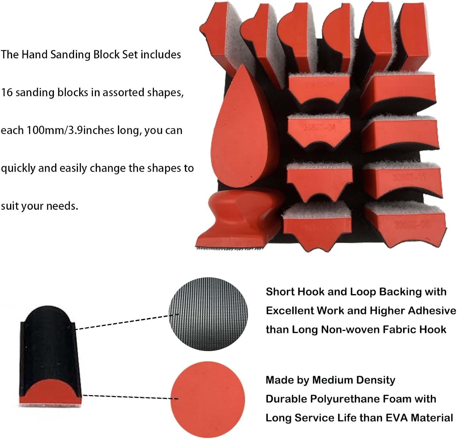 Assorted Sanding Block Kit with Hook and Loop for Wood and Auto Paint Projects