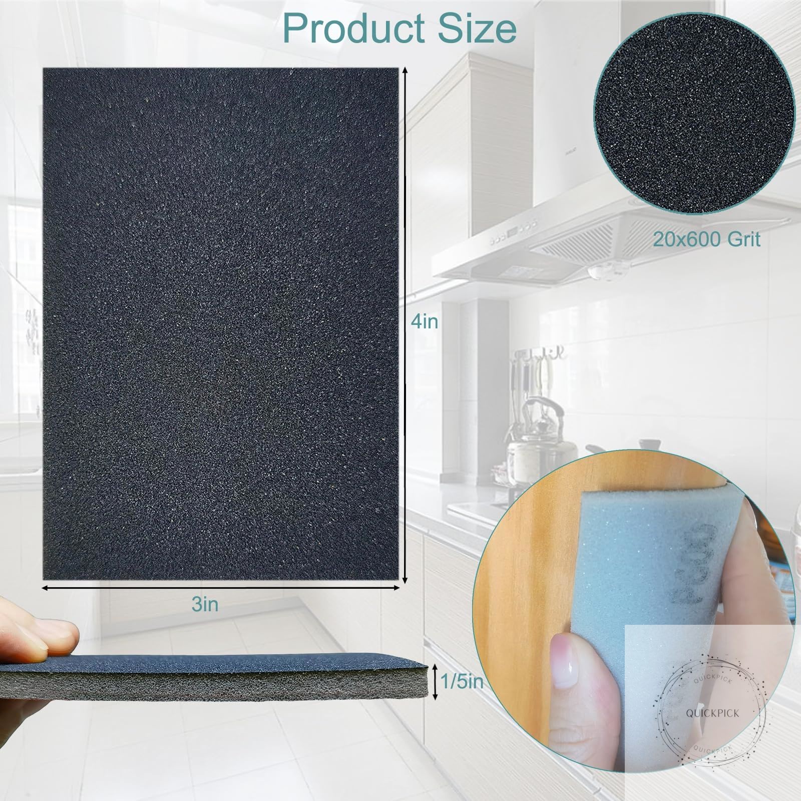 20 PCS 3 x 4 Inch 600 Grit Sanding Sponge, Ultra Fine Sanding Sponges Pads, Soft