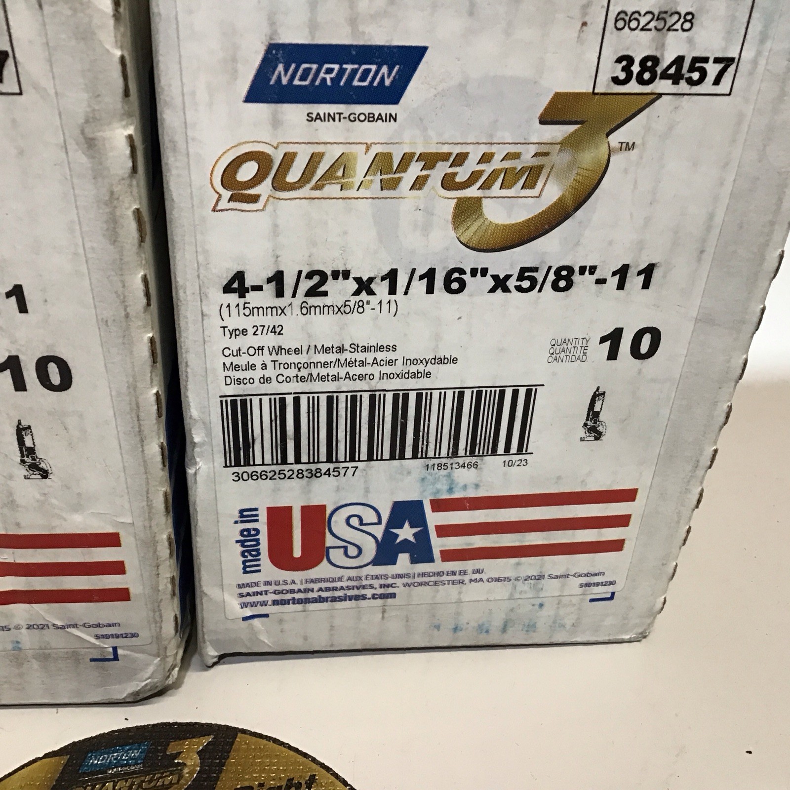 (Lot Of 28) NORTON 66252838457 Cut-Off Wheel,Type27,4 1/2” X 1/16” X 5/8” -11