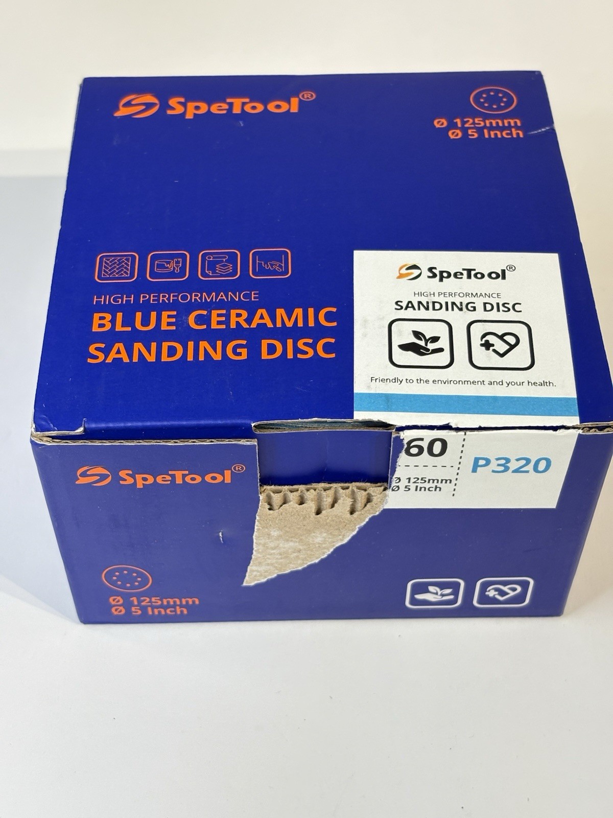 SpeTool Blue Ceramic Sanding Discs 125mm P320 – High Performance 60 Pack