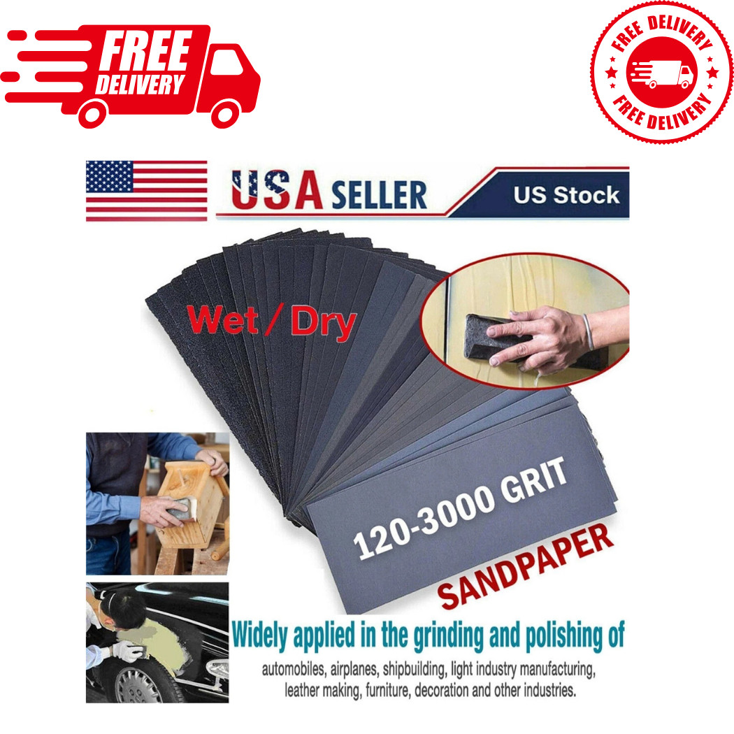 72 Pcs Sandpaper Sand Paper Sanding Sheets Assorted Auto Wet Dry Wood Car Metal
