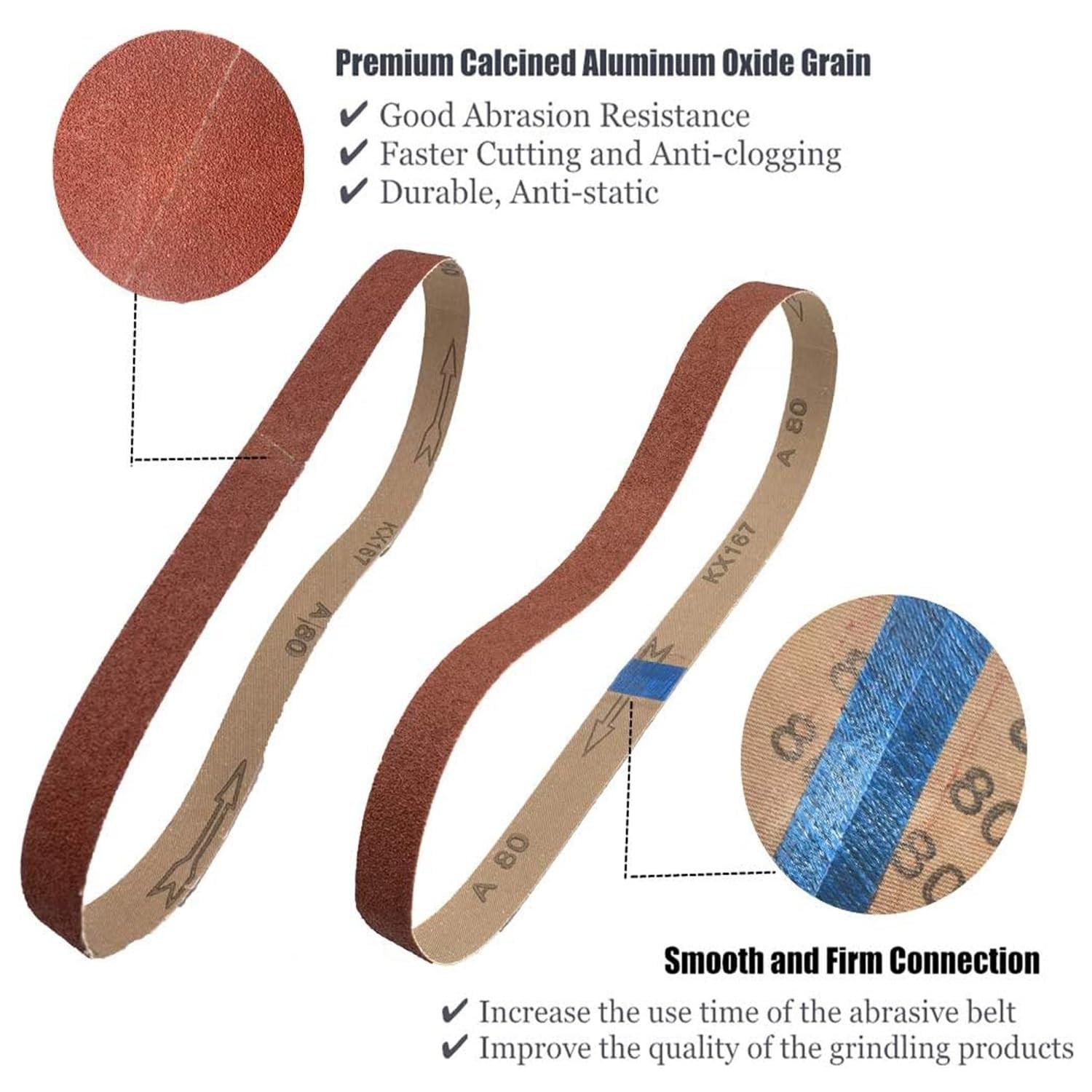 1/2 X 18 Inch Sanding Belt Sandpaper, 80 Grit Aluminum Oxide Air File Sanding…