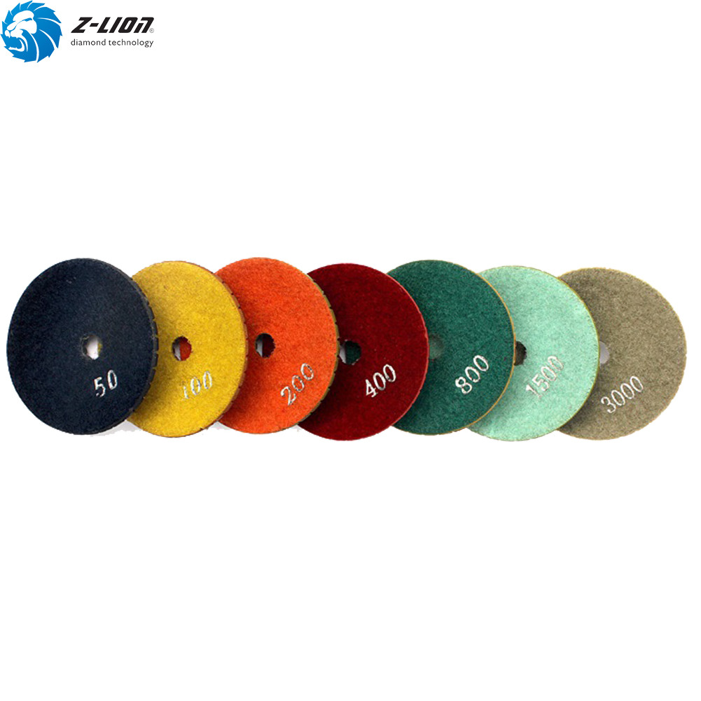 Z-lion 7Pcs 3″ Diamond Convex Polishing Pad Grit 50 Granite Polishing Kit