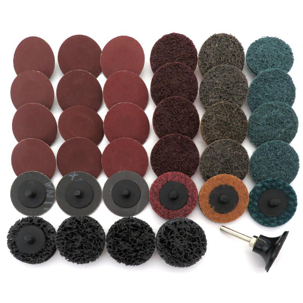 35/46/52Pcs/Set R-Type Sanding Discs Abrasive Roll Lock Sandpaper Tray Kits