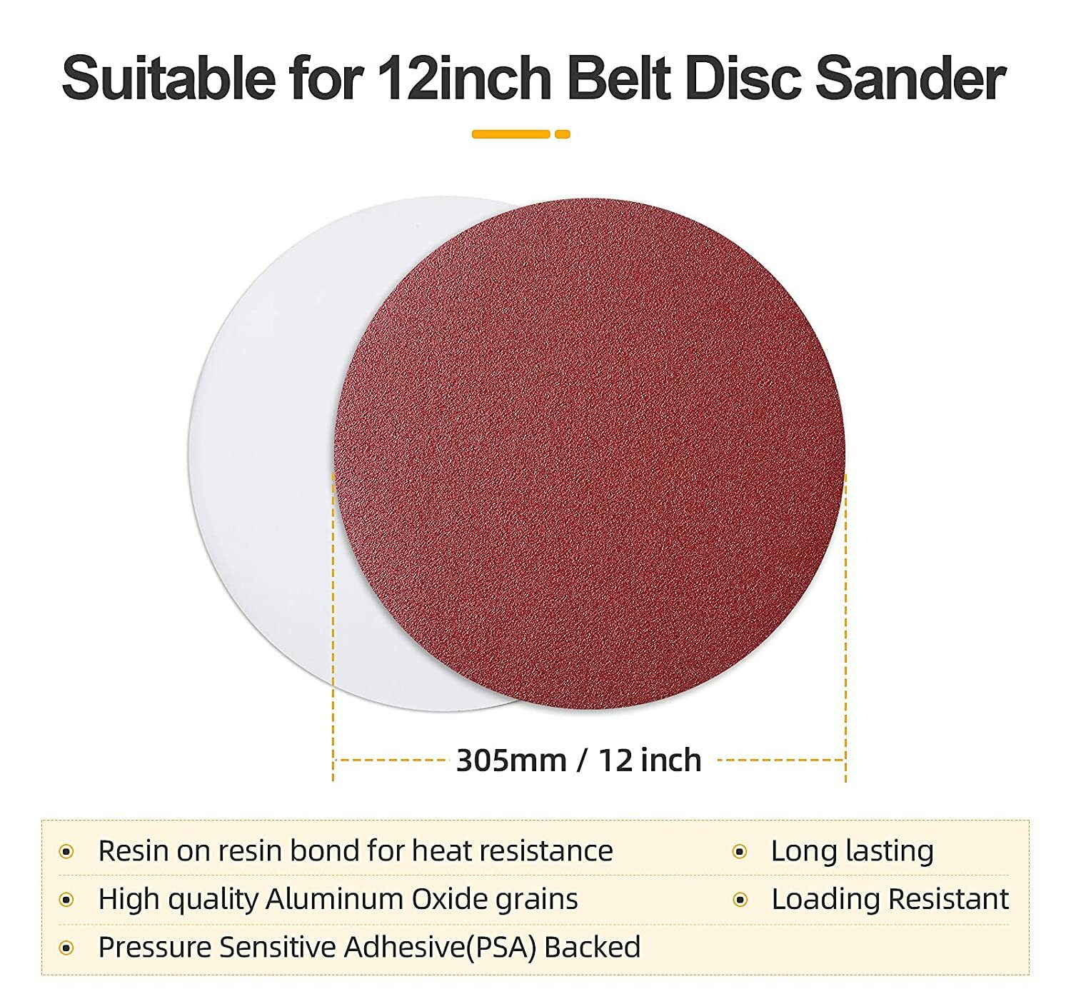 60x 12inch PSA Sanding Disc Self Adhesive Back 80-400 Grit Sticky Sandpaper Disk