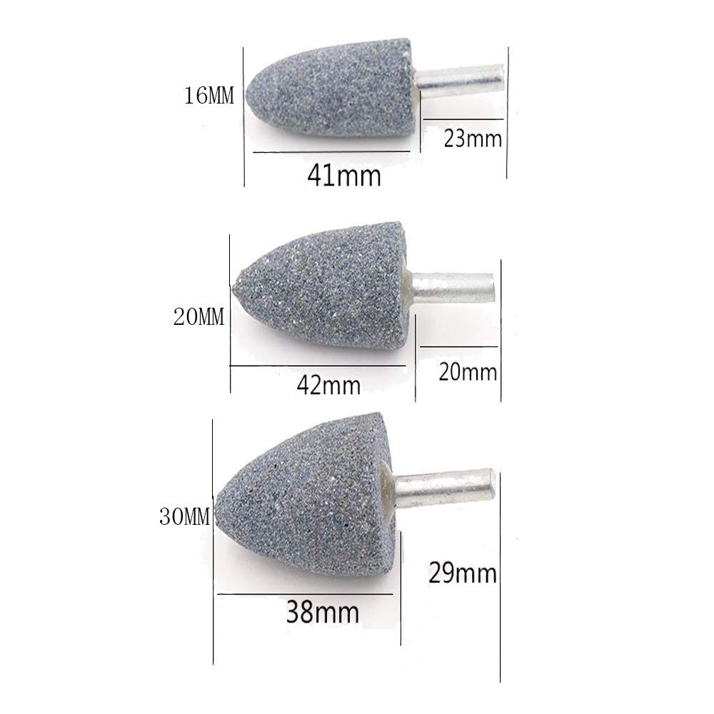 6 Pack 3 Shapes Abrasive Grinding Stone Mounted Grinding Bits 1/4 Inch Shank
