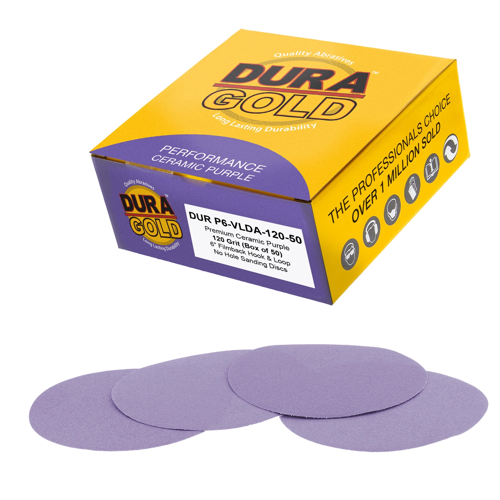 120 Grit 6″ Purple Ceramic Sanding Discs, Box of 50 – Hook & Loop Sandpaper