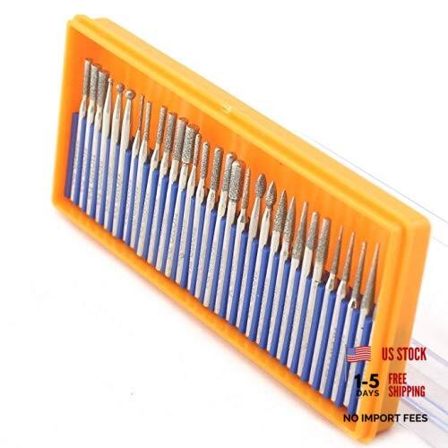 JINGLING Diamond Grinding Head Set Carving Bur Rotary Bit Shank Diameter 3/32″