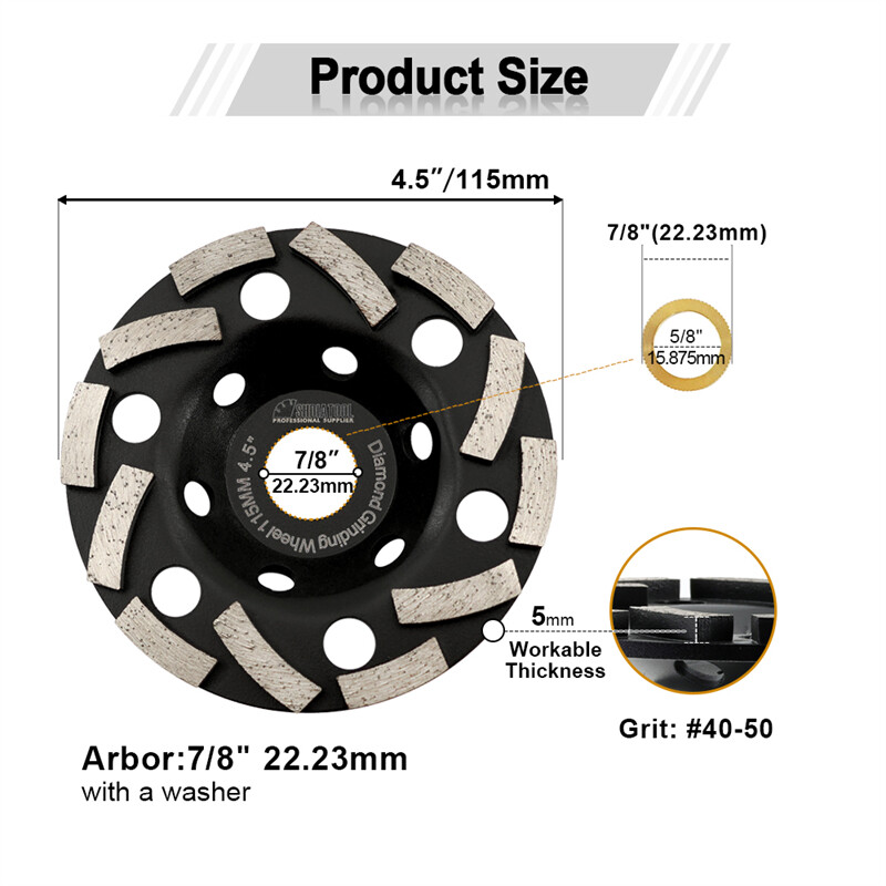 Diamond Grinding Wheel 4”/5” Rhombus-Shaped Abrasive Wheel Sanding Disc Marble