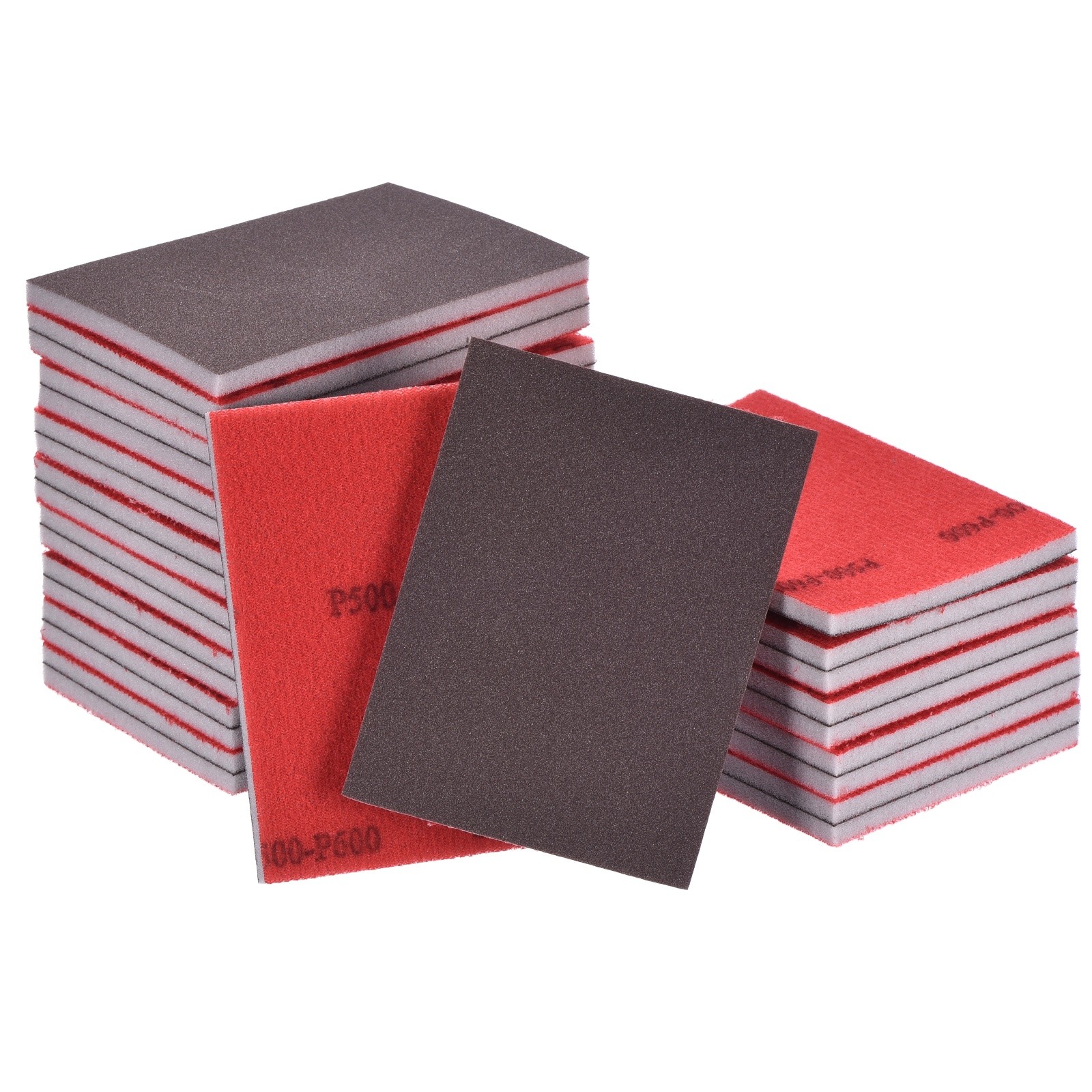 28 Pcs 500-600 Grit 4 x 2.8 Inch Hook & Loop Foam Sanding Blocks, Black
