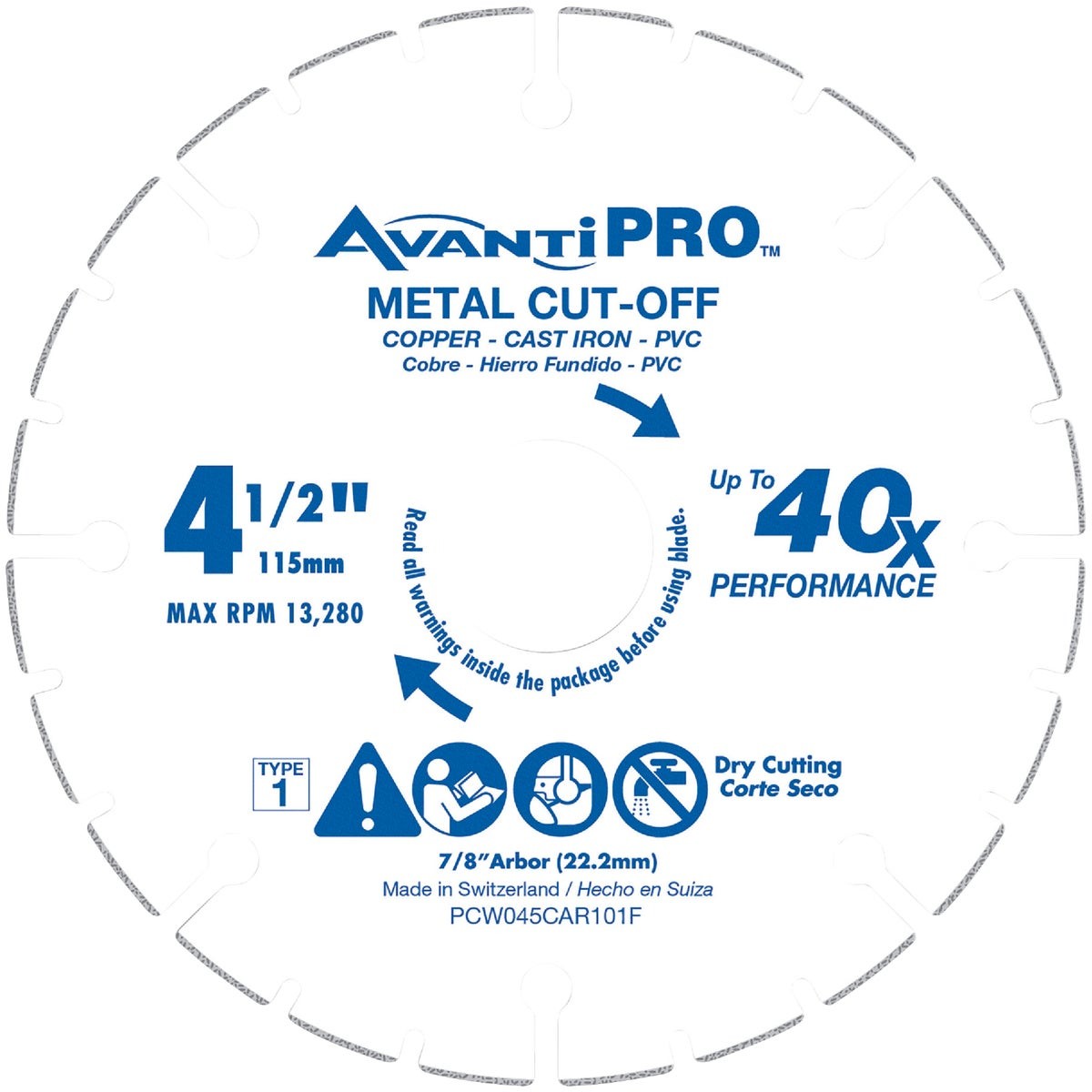 AvantiPRO Type 1 Carbide Grit 4-1/2 In. x 7/8 In. Metal Cut-Off Wheel AvantiPRO
