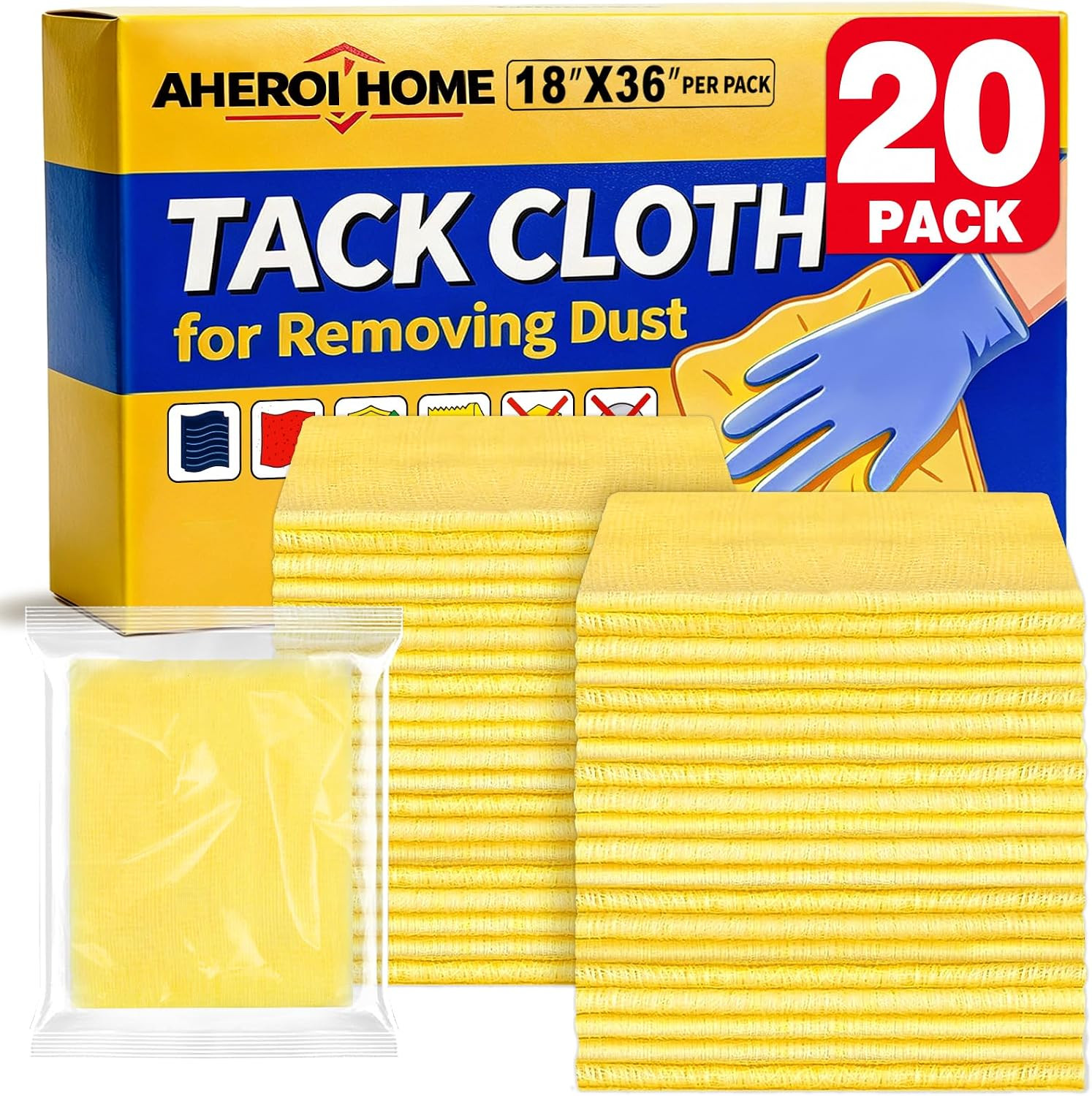 Tack Cloth, Tack Cloths for Removing Dust from Woodworking 20Pack | Tack Cloth A