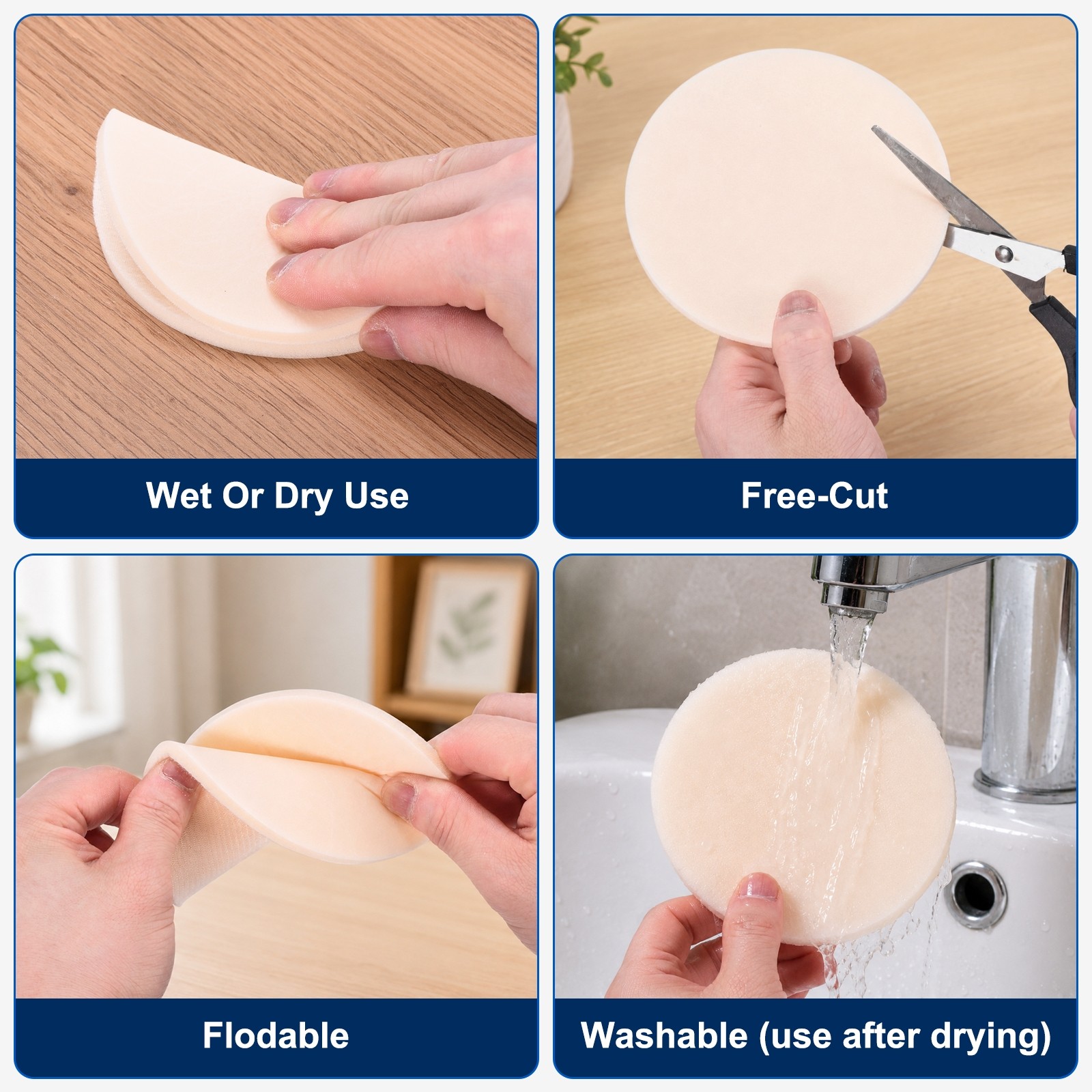 10 Pcs 800-1000 Grit 5 Inch Hook and Loop Sponge Sanding Disc for Sander, White
