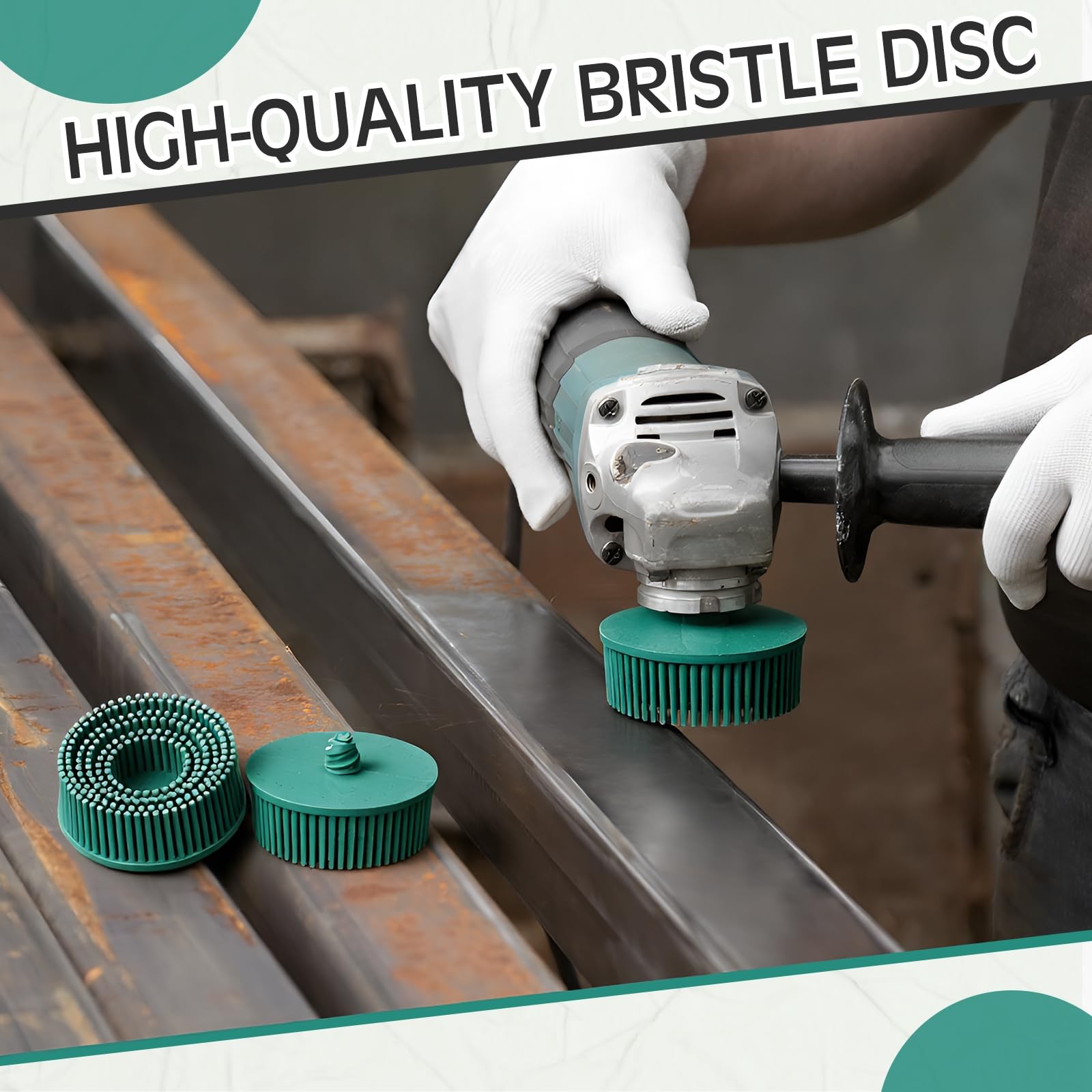 Acellegic 5 Pcs 2″ 50# Bristle Disc Abrasive Coating Removal Disc Green Debur…