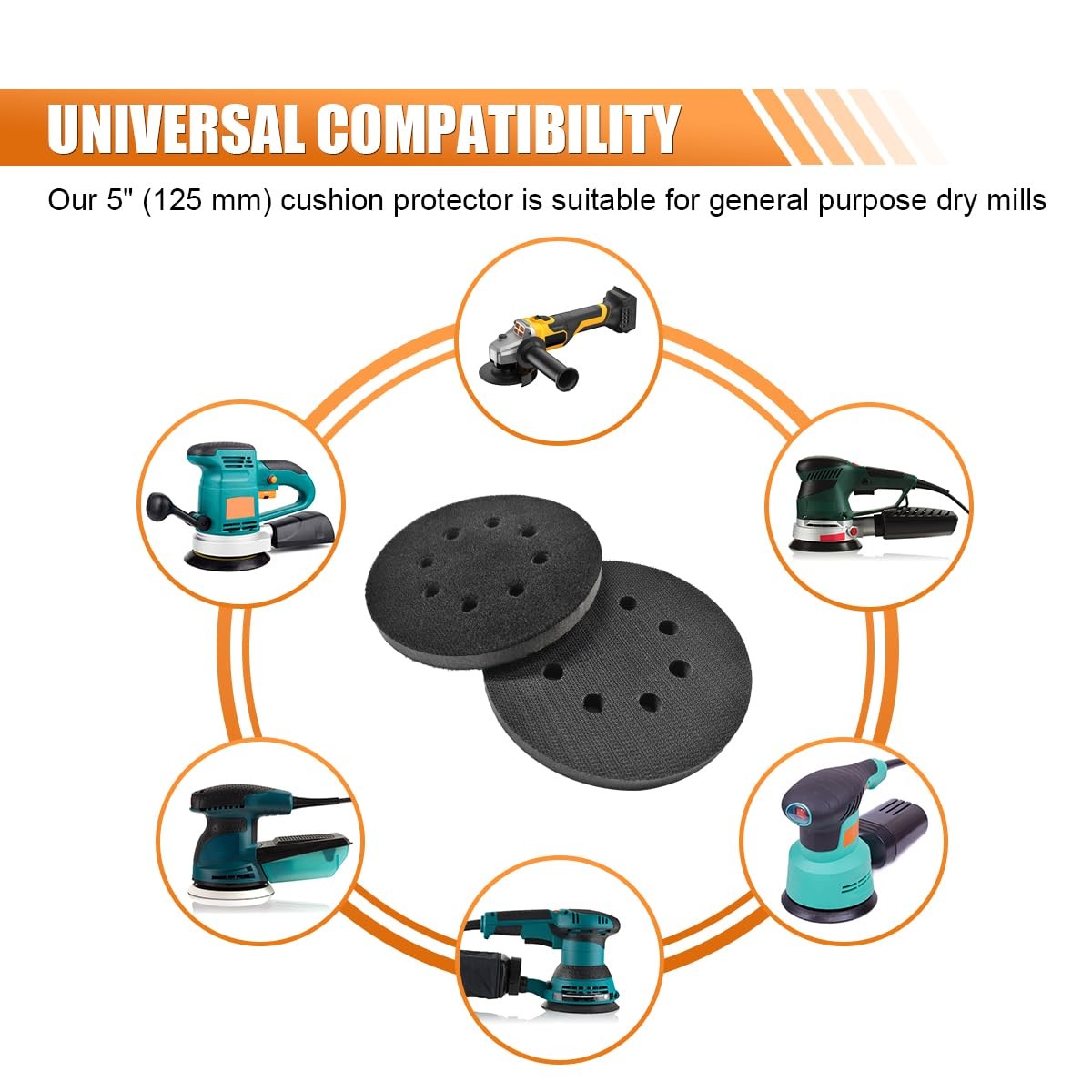 5 Inch 8 Hole Hook and Loop Backing Pad Protector MultiHole Pad Saver for Ra…