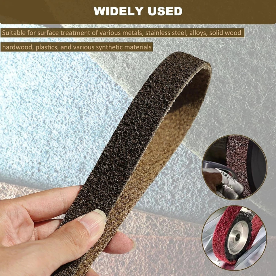 20/50PCS 1/2″ x 18″ Sanding Belts Nylon Non-Woven Coarse for Metal Woodworking