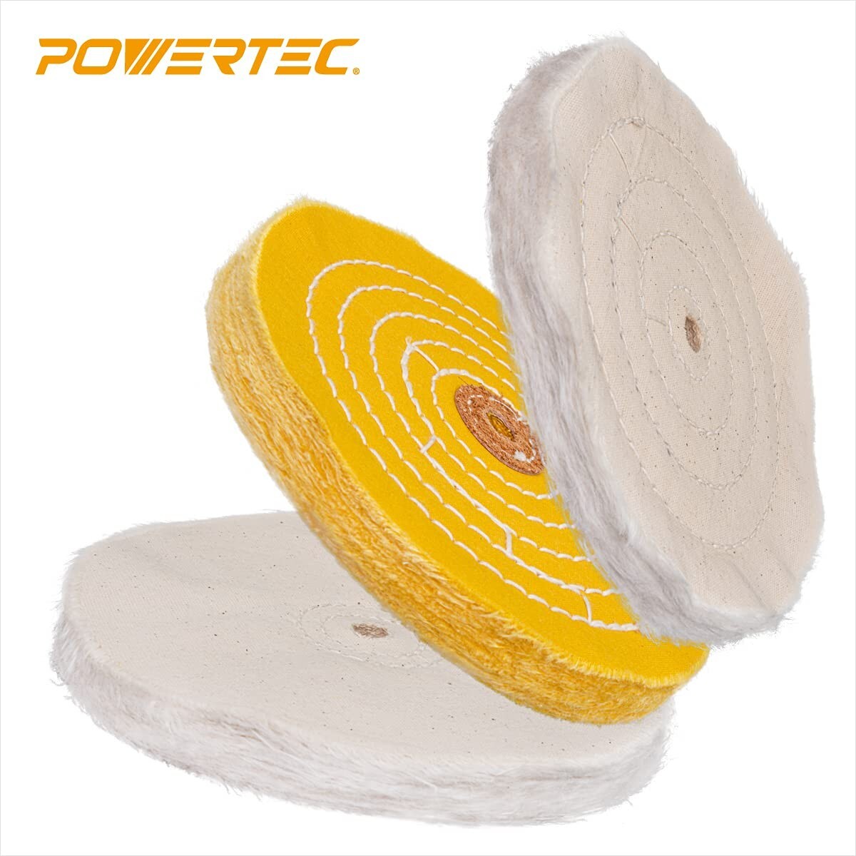POWERTEC 6″ Bench Grinder Buffing Wheel Kit w/ 3pcs Polishing Compound Set