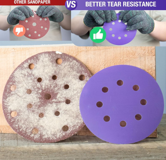 Value Pack of 100 High-Performance 6“150mm 6-Hole Ceramic Sanding Discs Grit 220
