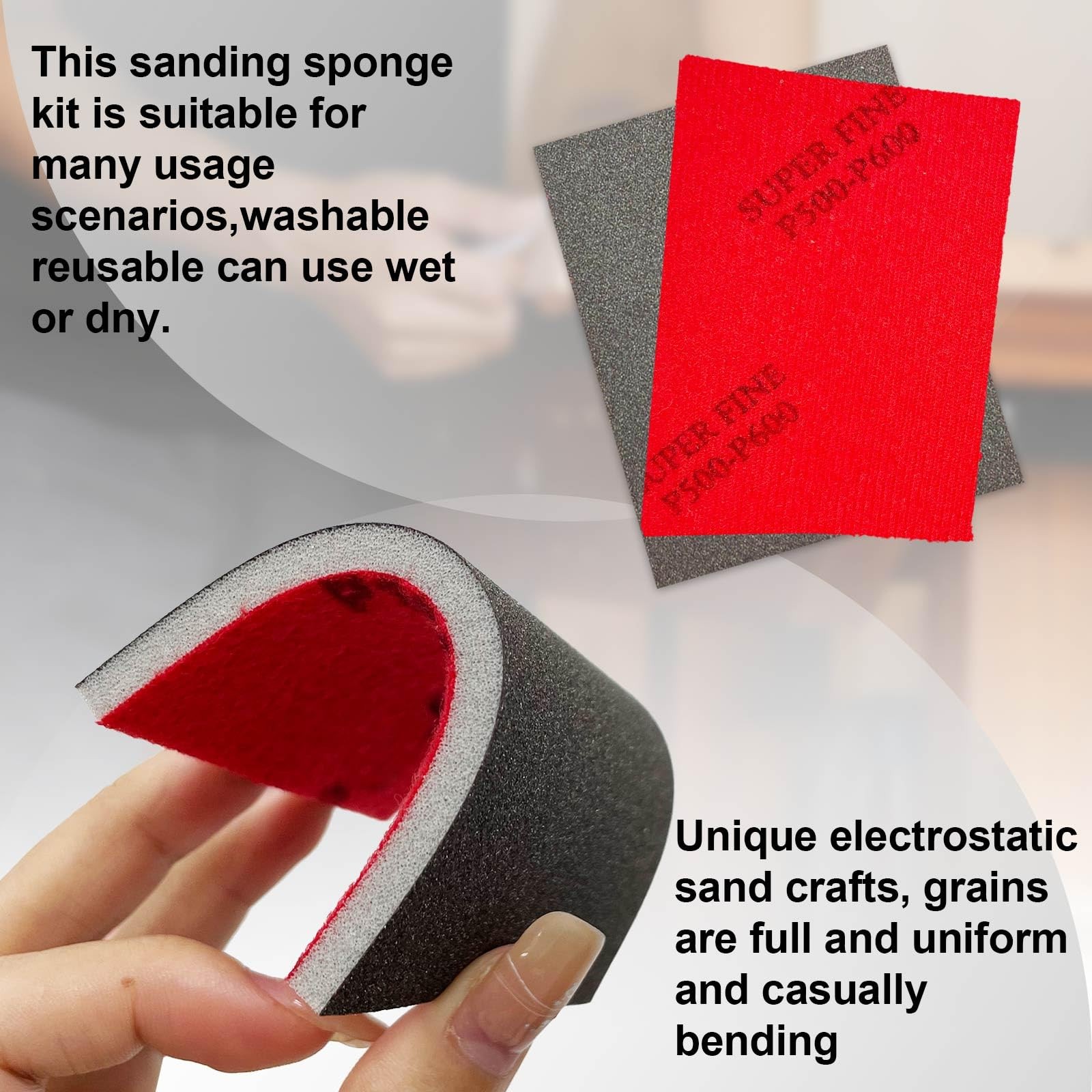Sanding Sponge Set 60Pcs 500-600 Grit Sanding Block Pads Dry Wet Sanding Spon…