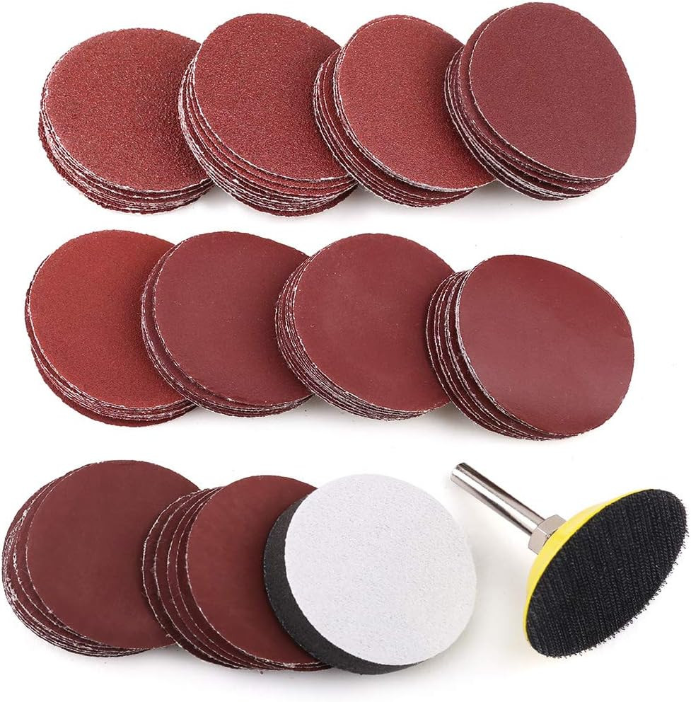 LotFancy 2 Inch Sanding Discs, 100PCS 60-3000 Grit Sandpaper and 1/4″ Shank Back