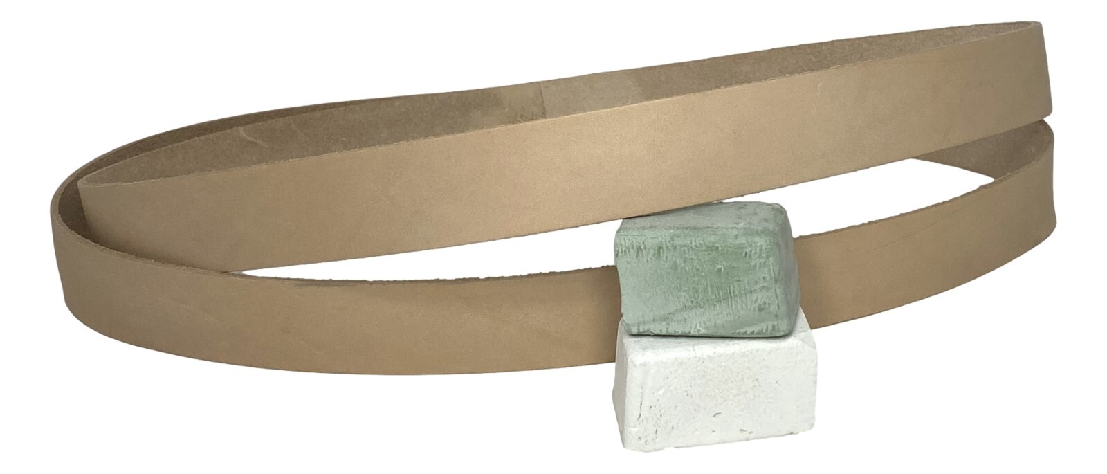 2 Pack of 1X30 Leather Honing & Polishing Belts with Green and White Compounds