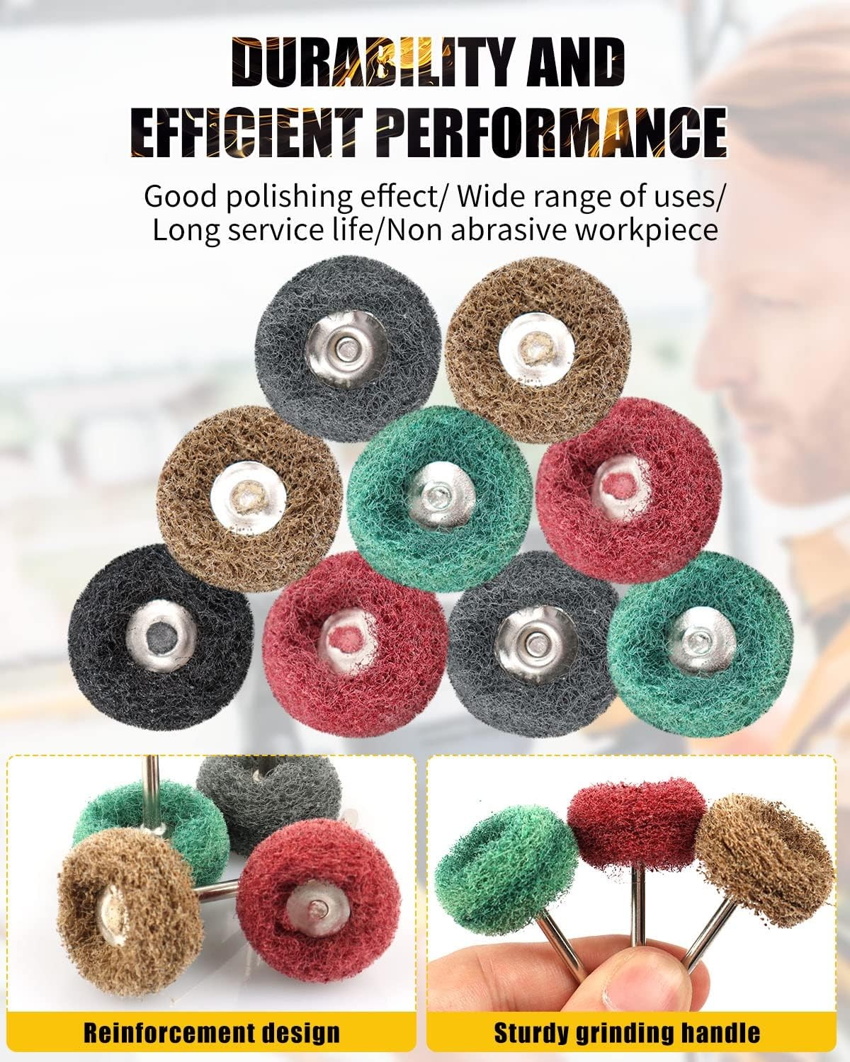 300 Pcs 1 inch Abrasive Buffing Wheels, 120/180/320/400/600Grit