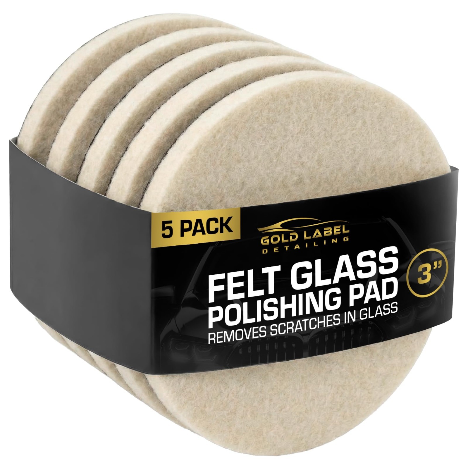 Glass Polishing Pad Discs Set – 3″, 5″, 6″ for Scratch Removal on Windshields, W
