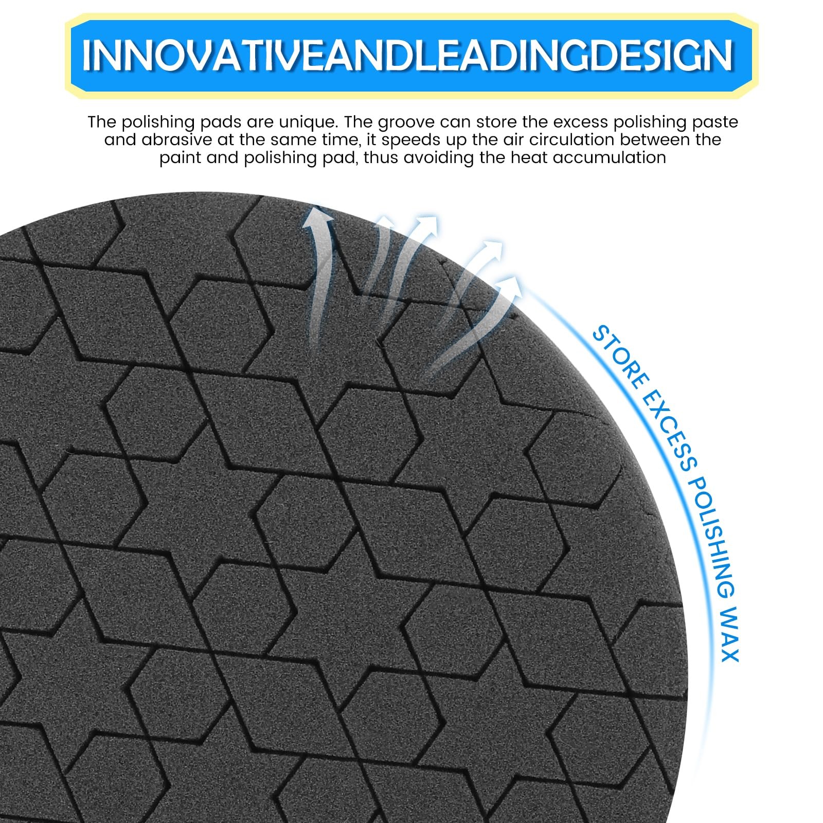 6 PCS 6 Inch Buffing Pads Polishing Sponge 6.5 Inch Face For 150mm Plate