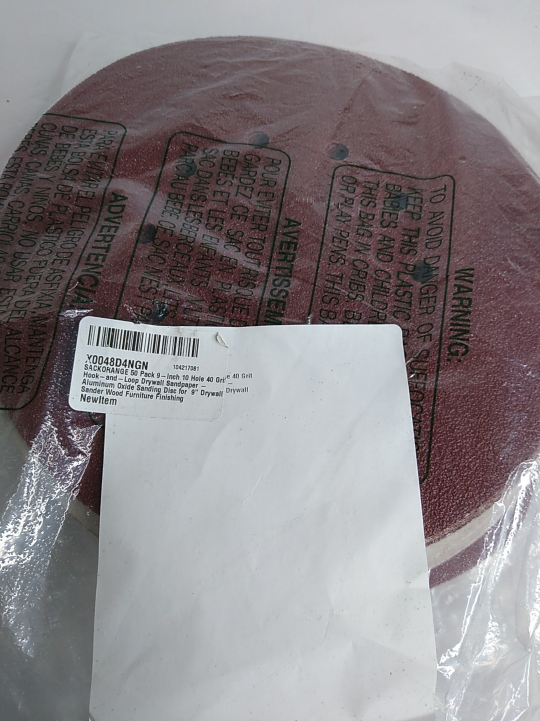 9-Inch 10 Hole 40 Grit Sandpaper 50 Pack for Sander and Finishing Aluminum Oxide