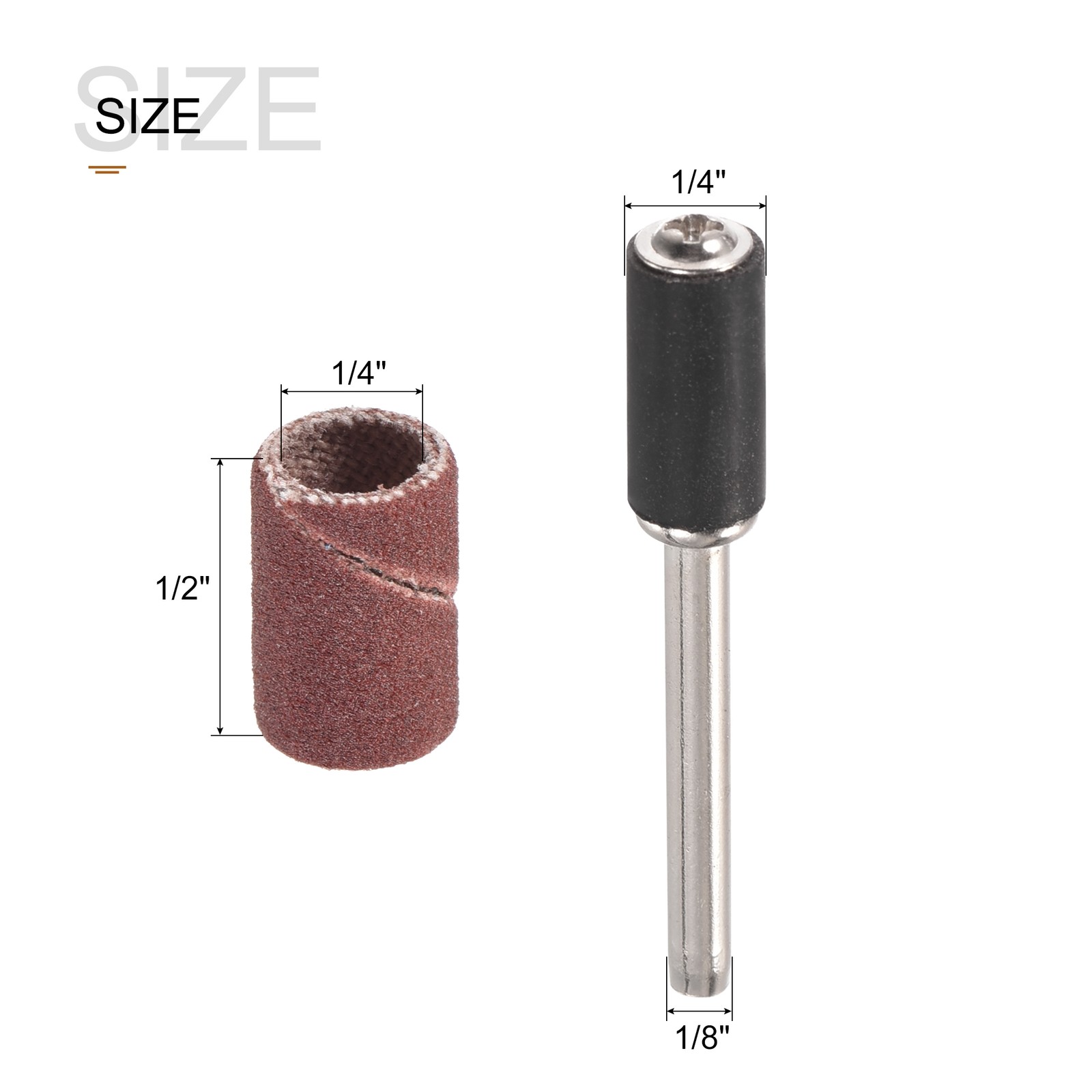 100Pcs 1/4 Inch Sanding Sleeves Set 320 Grit with 2Pcs 1/8 Inch Mandrels