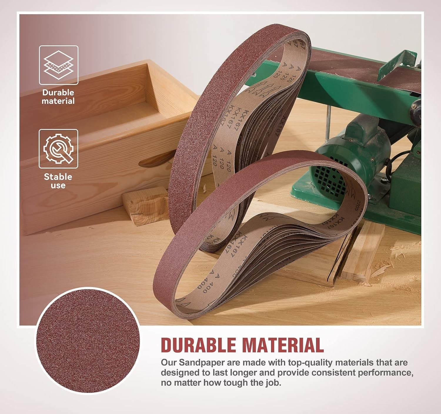 2×42 Inch Sanding Belt Kit – 24 Pcs with Aluminum Oxide