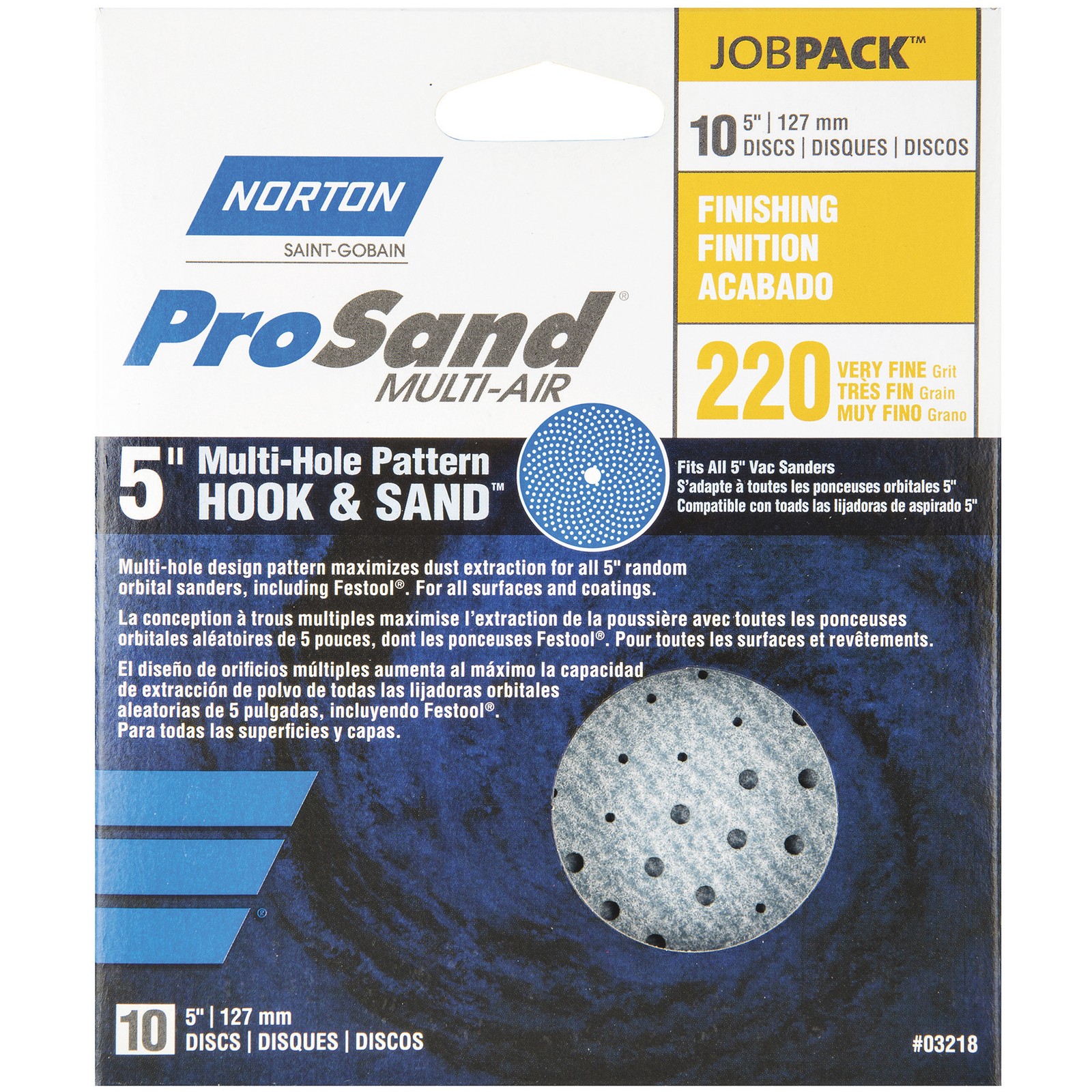 Norton 10-Pk. Multi-Tool Pattern Sanding Discs, 5in., 220 Grit, Model#