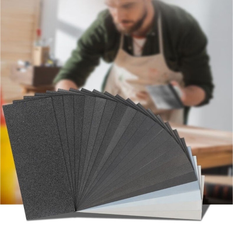 Industrial Grade 9×3.6 Inch Sandpaper 5 Sheets Multi Grit Carbon Backed for