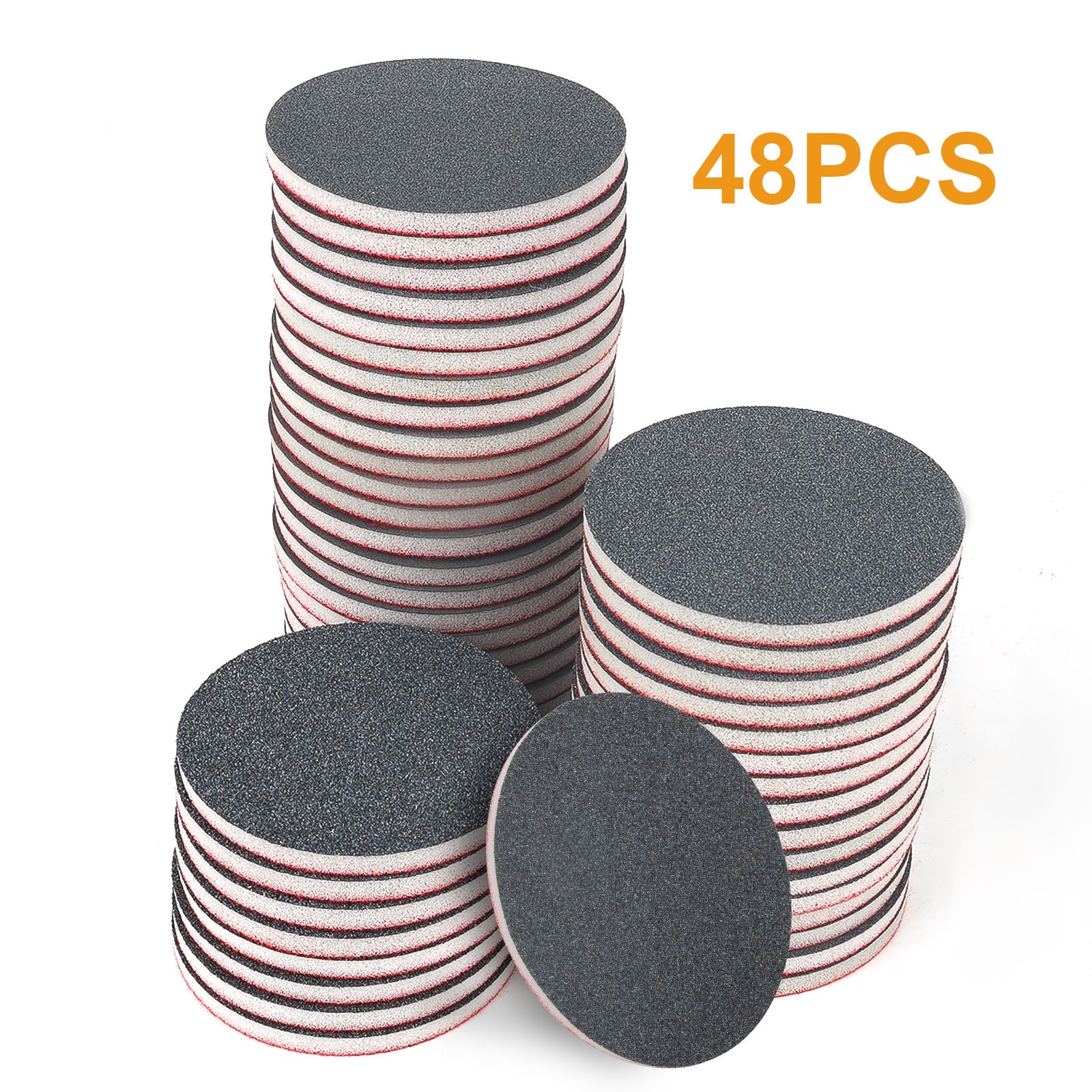 48PCS 3″Sanding Sponge Pads 80-3000 Grit Hook & Loop Wet Dry for Auto Wood Metal