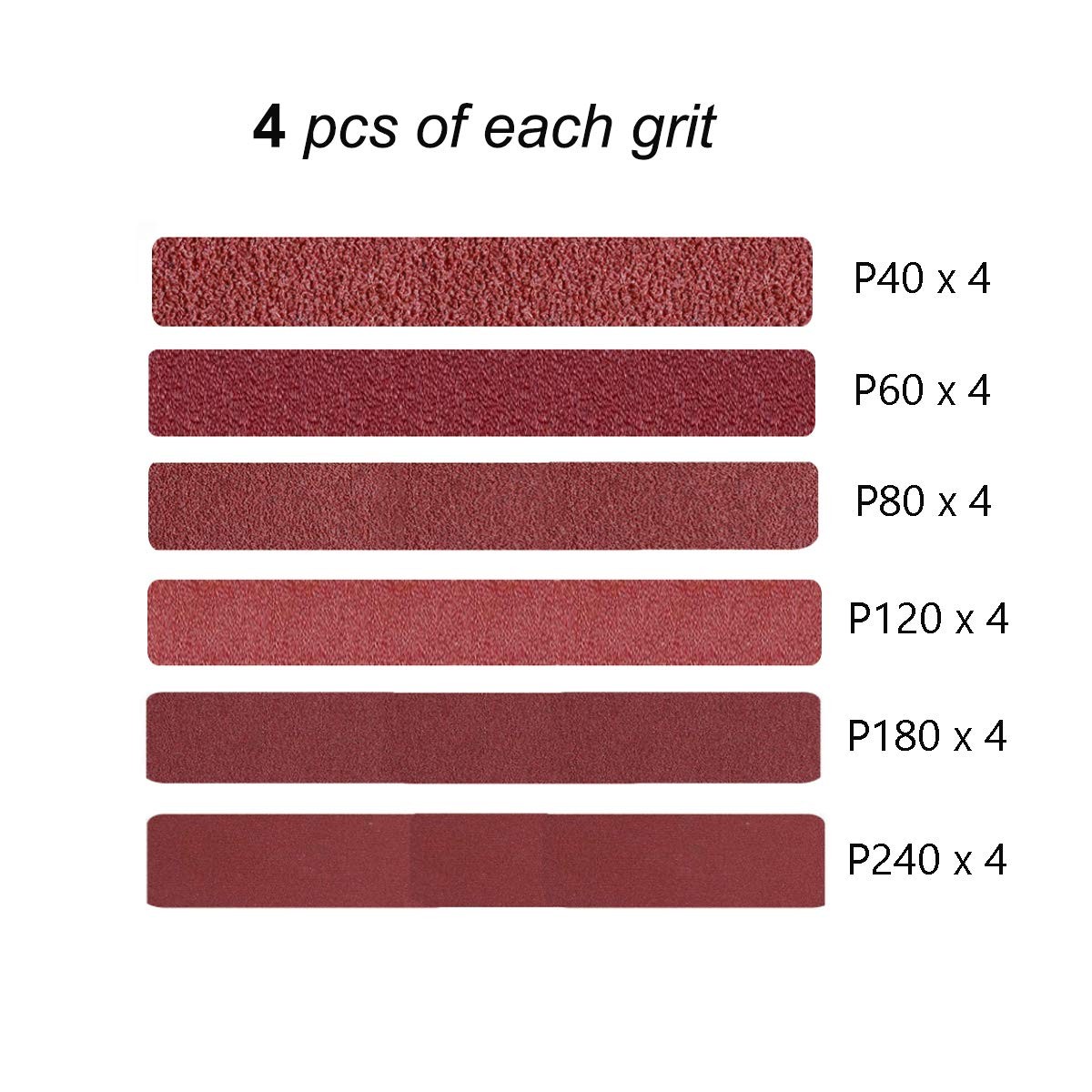 Aiyard 1/2 x 18 Inch Aluminum Oxide Sanding Belts Mixed 1/2×18 inch, Red