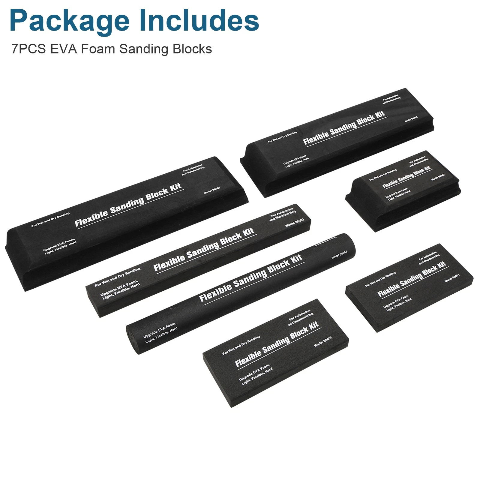 7x Sanding Block Kit Flexible EVA Wet Dry Sanding Blocks for Auto Body Woodwork