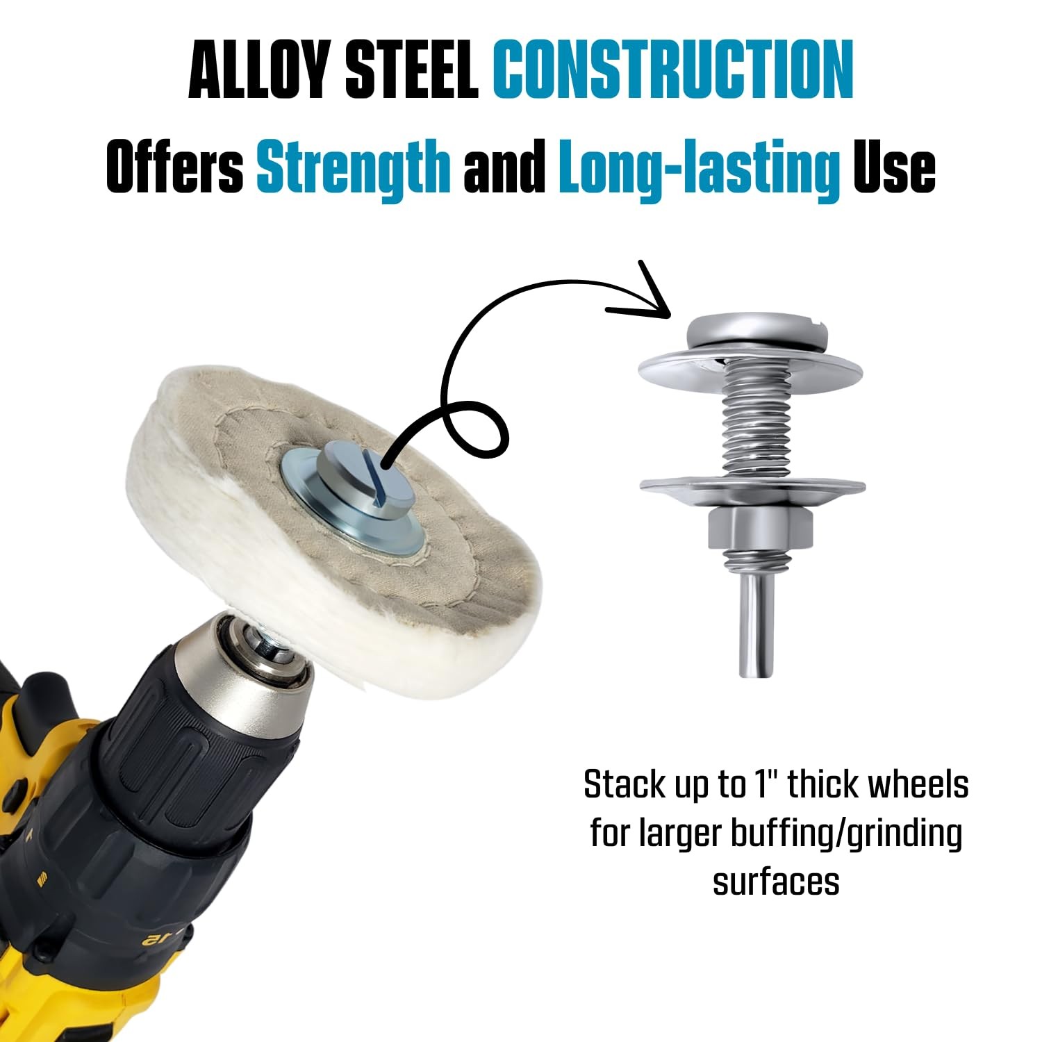 Drill Arbor Adapter Mandrel Buffing Grinding Wheels 1/2Inch Diameter Tool