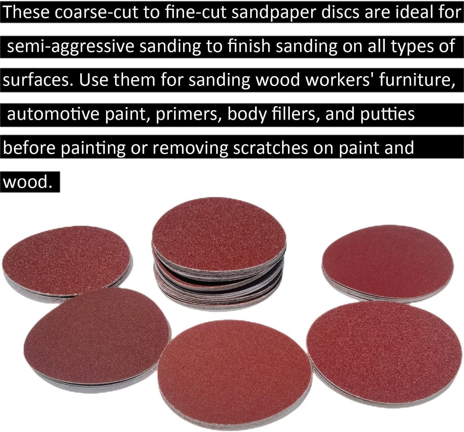 60 PCS 5″ PSA Sanding Discs-10 Each of 80, 100, 120, 180,240, 400 Grit – 5 Inch