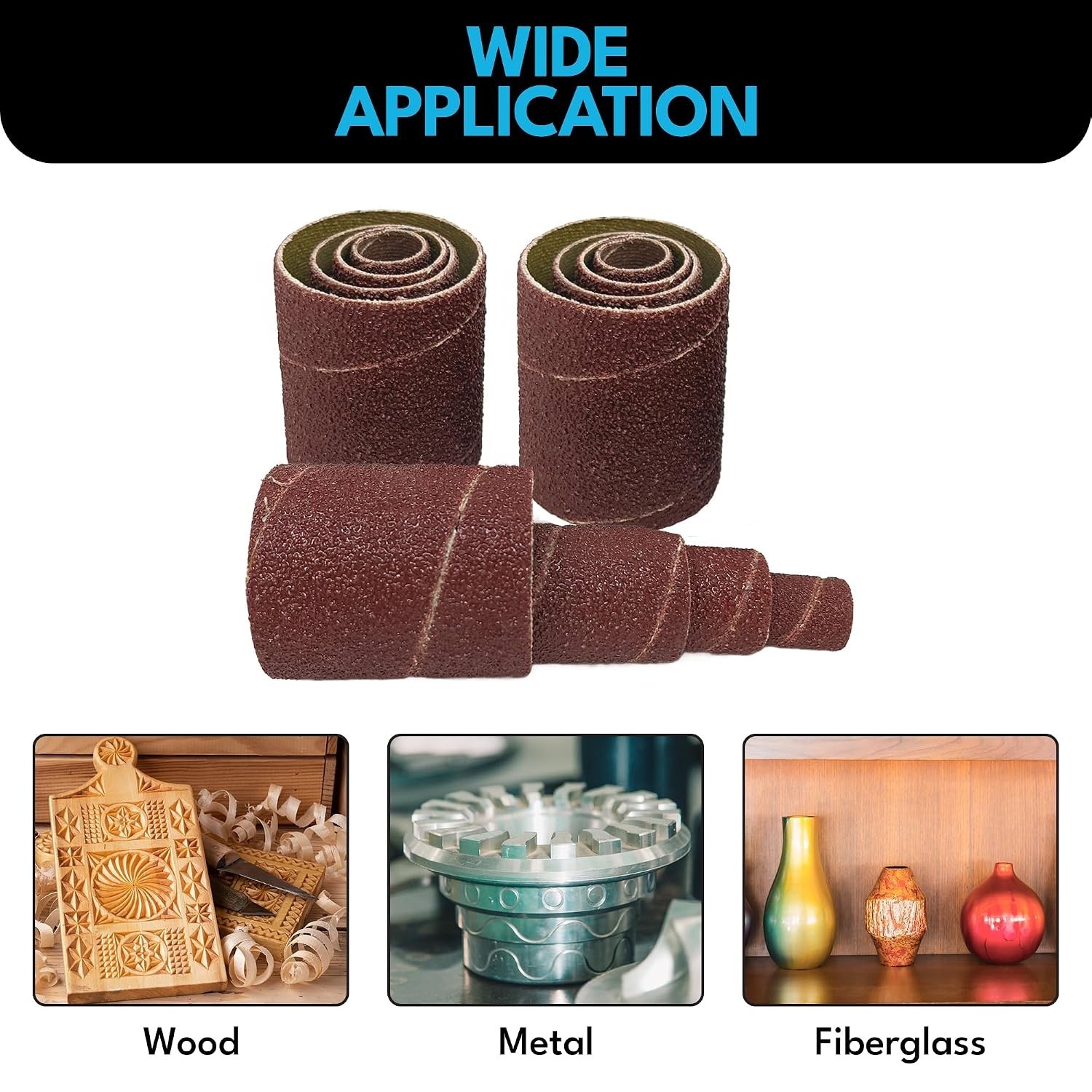 12 Pack Spindle Sanding Sleeves, 2 Inch Long, 60, 80 and 120 Grit