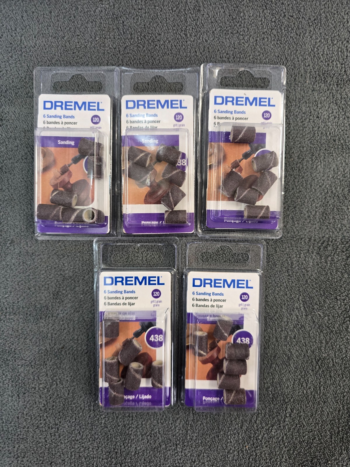 (5) Dremel 438 120-Grit Sanding Bands, 1/4-Inch, 6 Pack