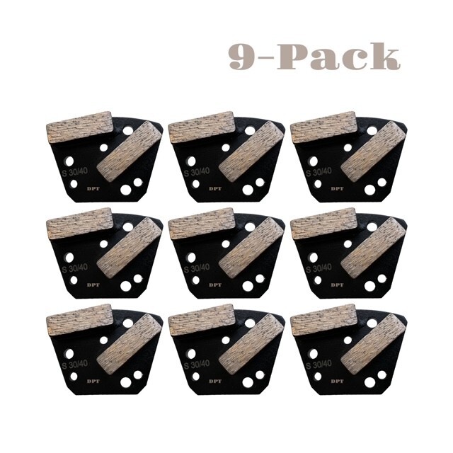9 Pack Trapezoid Grinding Discs for Bolt on Concrete Floor Grinders Hard Bond