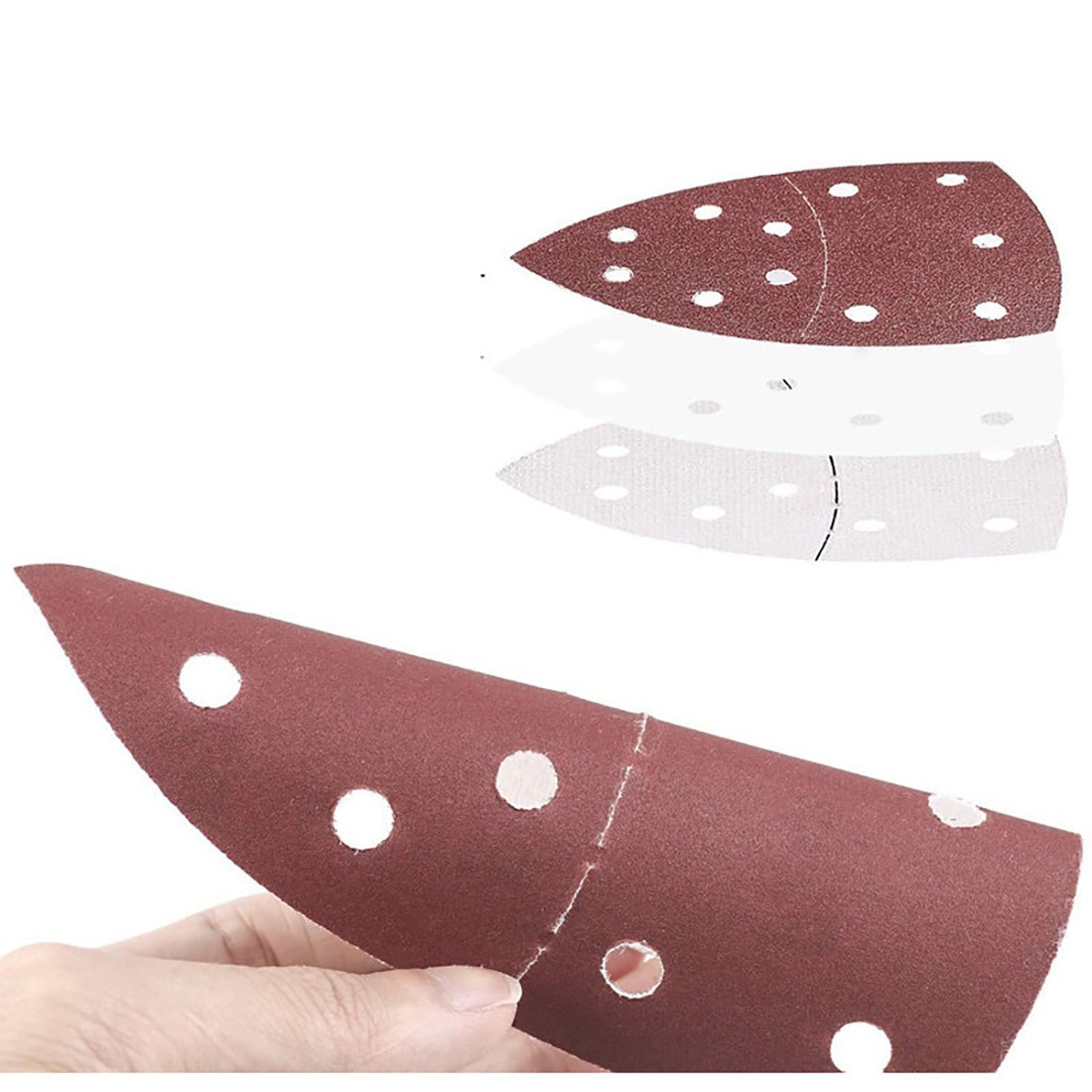 P40-P320 Sanding Sheets Hook&Loop Triangle Palm Sander Pads Sandpaper 11 Hole