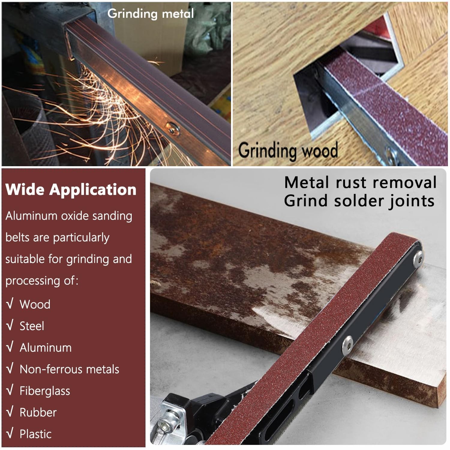 3/4×20.5 Inch Aluminum Oxide Sanding Belts 20 Pcs 60-600 Grits Assorted