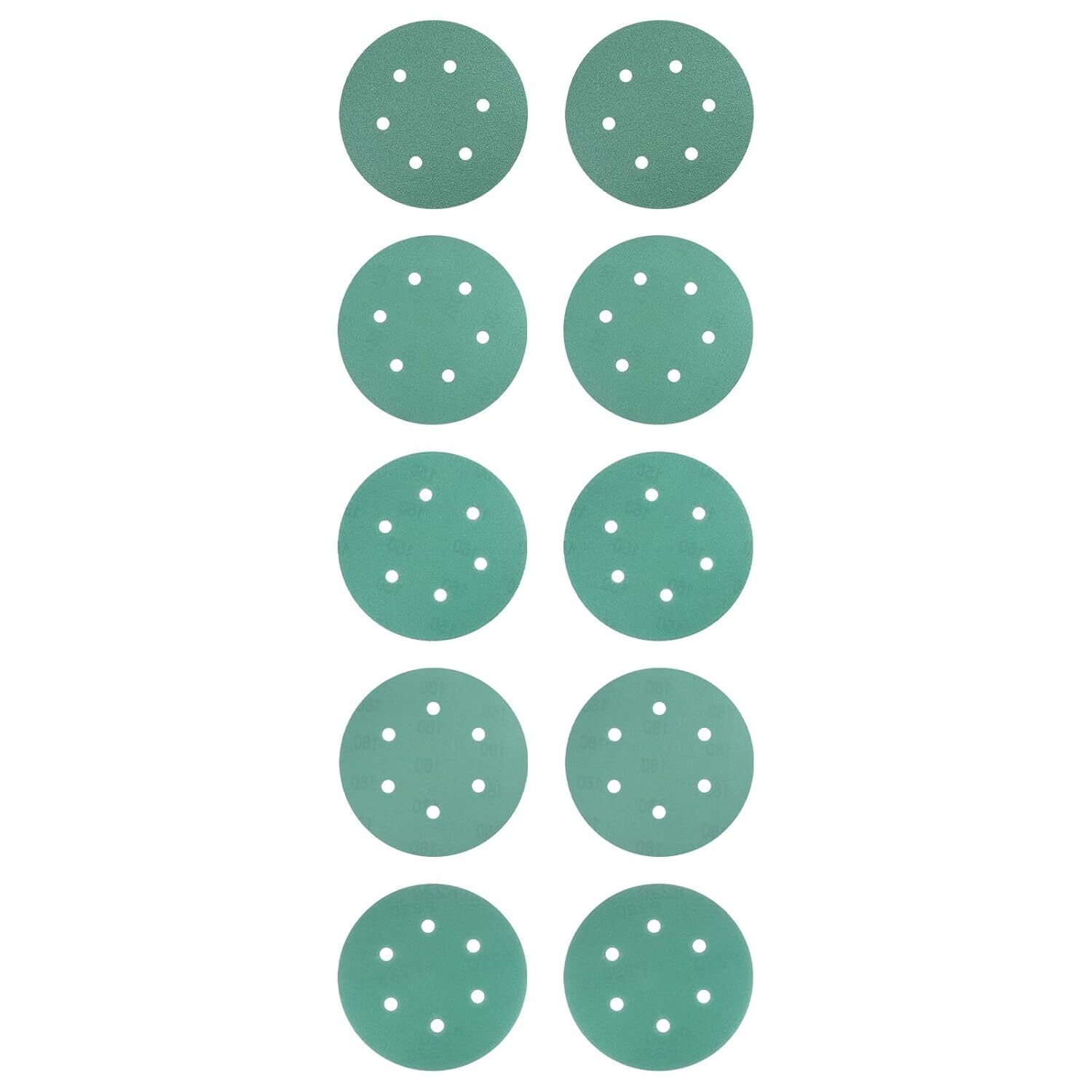6 Inch 50PCS Sanding Discs Hook&Loop,6 Hole 60 Grit Green Film for Polishing