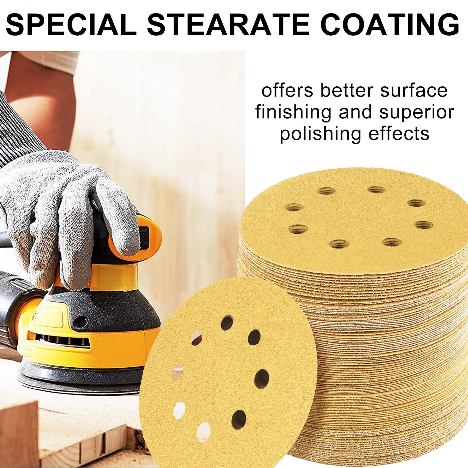 110 PCS 5 Inch 8 Hole Sanding Disc, 60 80 120 150 180 220 320 400 600 800 100…