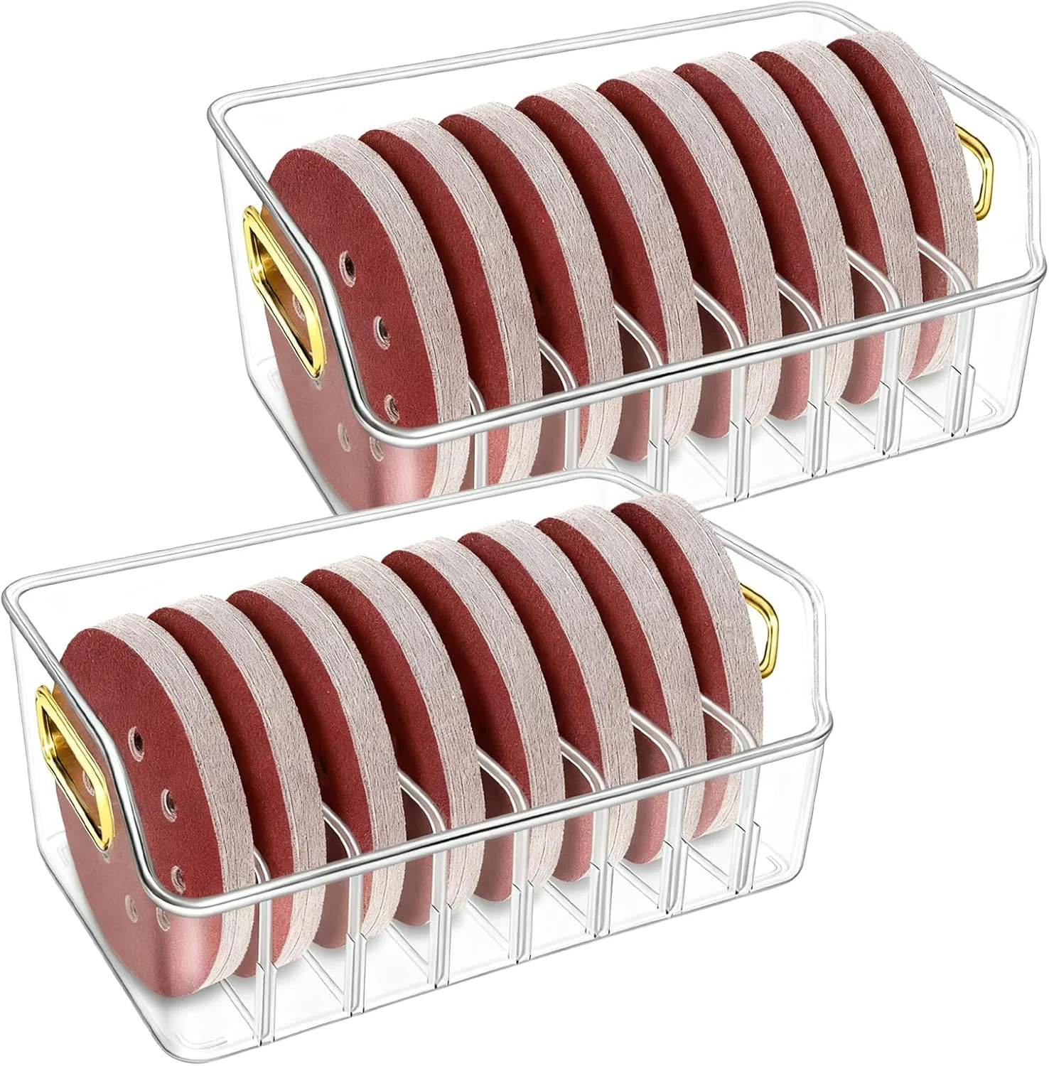 2 Sets 5 Inch Sanding Discs Storage Bins – 8 Slots for Classified Organization,