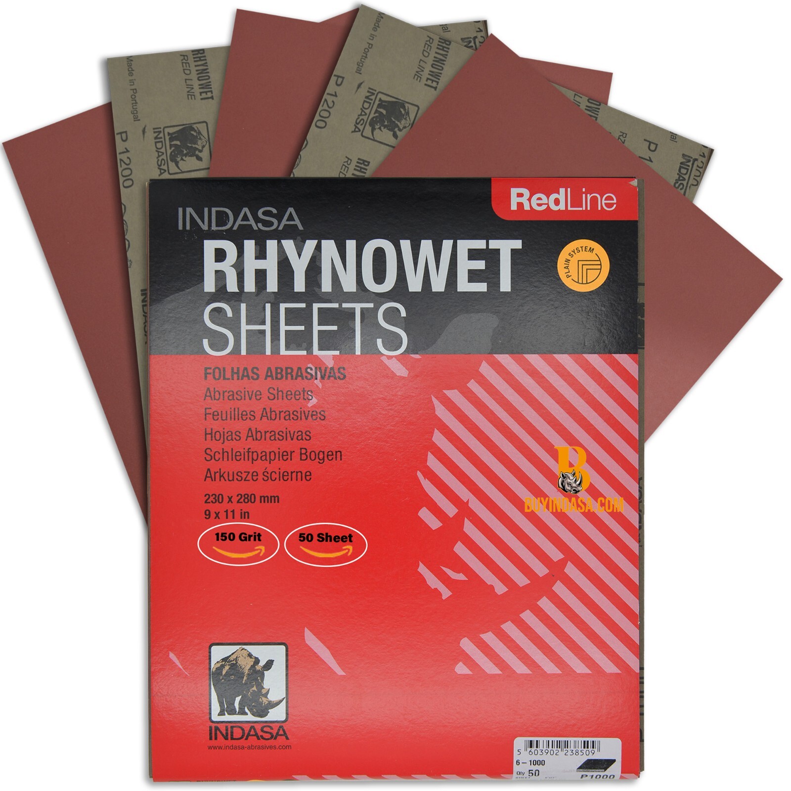 Indasa 50 PCS Full Sheets 9″x11″ Wet & Dry Sanding Sheets, 60 – 2500 Range