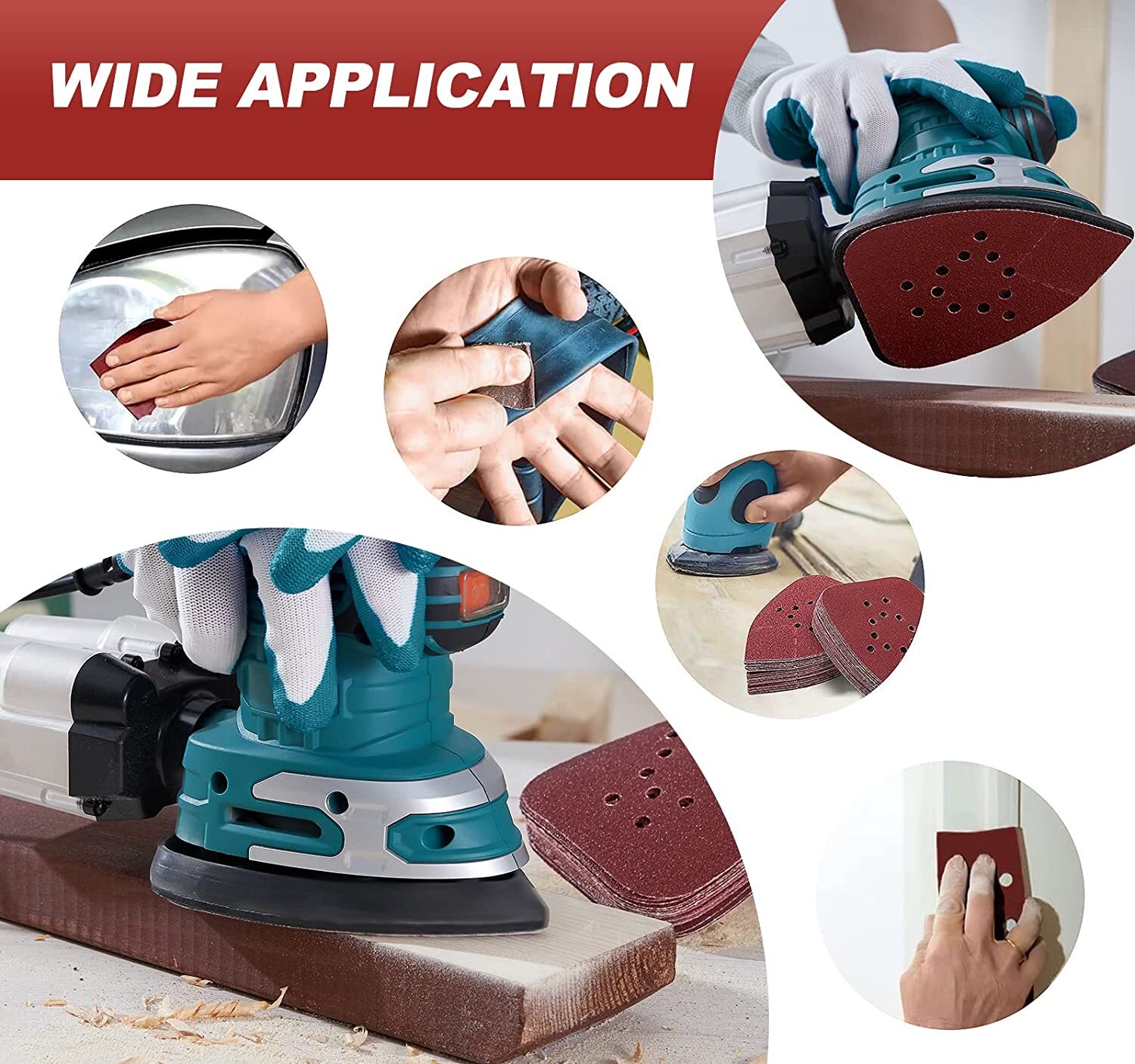50PCS Hook Loop Sandpaper Sheets Sanding Pads for Black and Decker Mouse Sanders