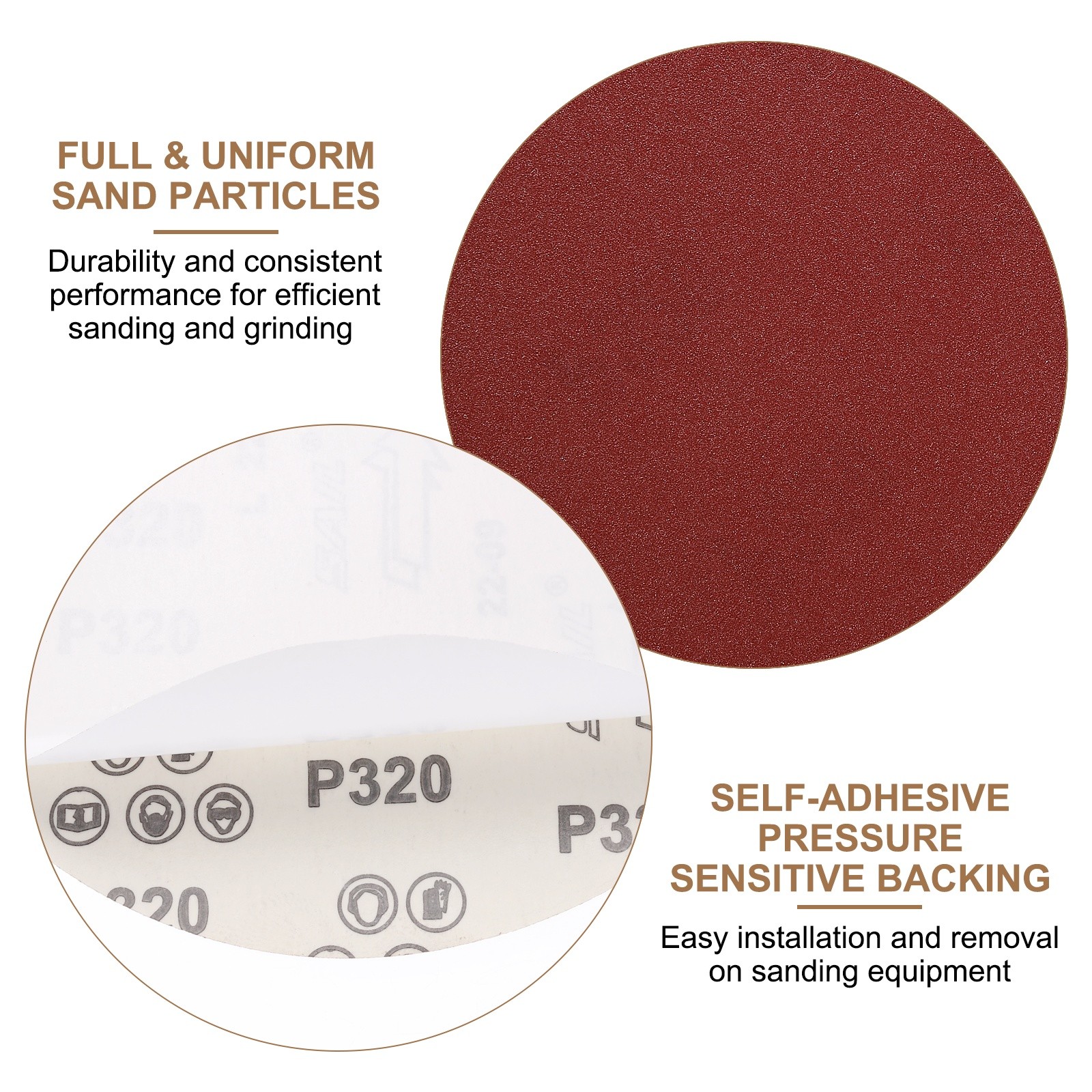 25pcs 8″ PSA Sanding Discs 320 Grits Aluminum Oxide Sandpapers Self Adhesive