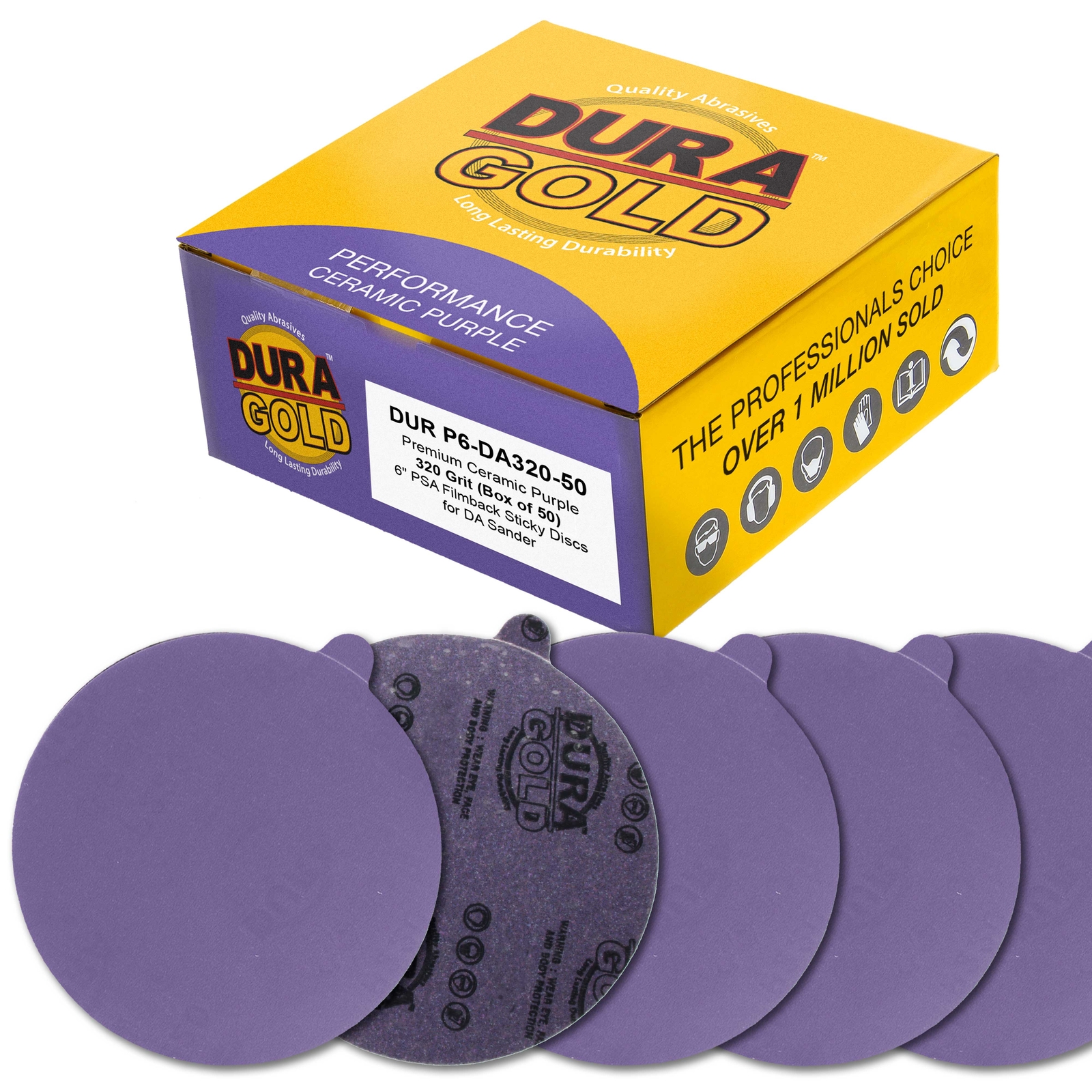 320 Grit 6″ PSA Ceramic Sanding Discs, Box of 50 – Self Adhesive Sandpaper